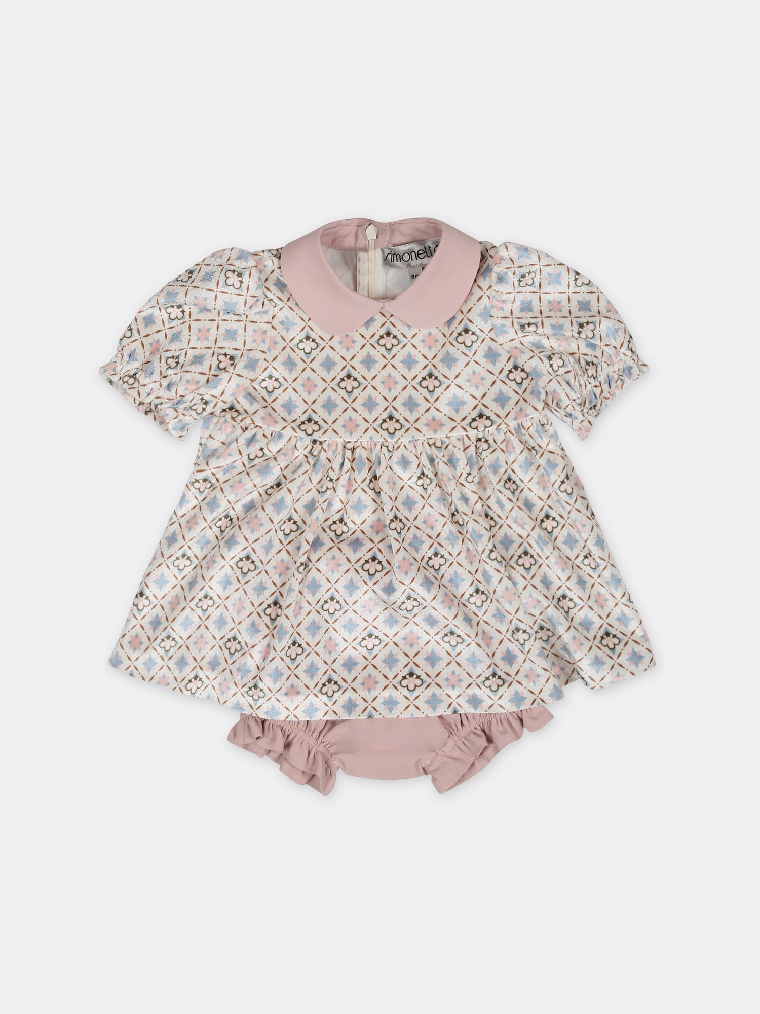 Vestito bianco per neonata con stampa floreale,Simonetta,ST1031 V0107 101CE