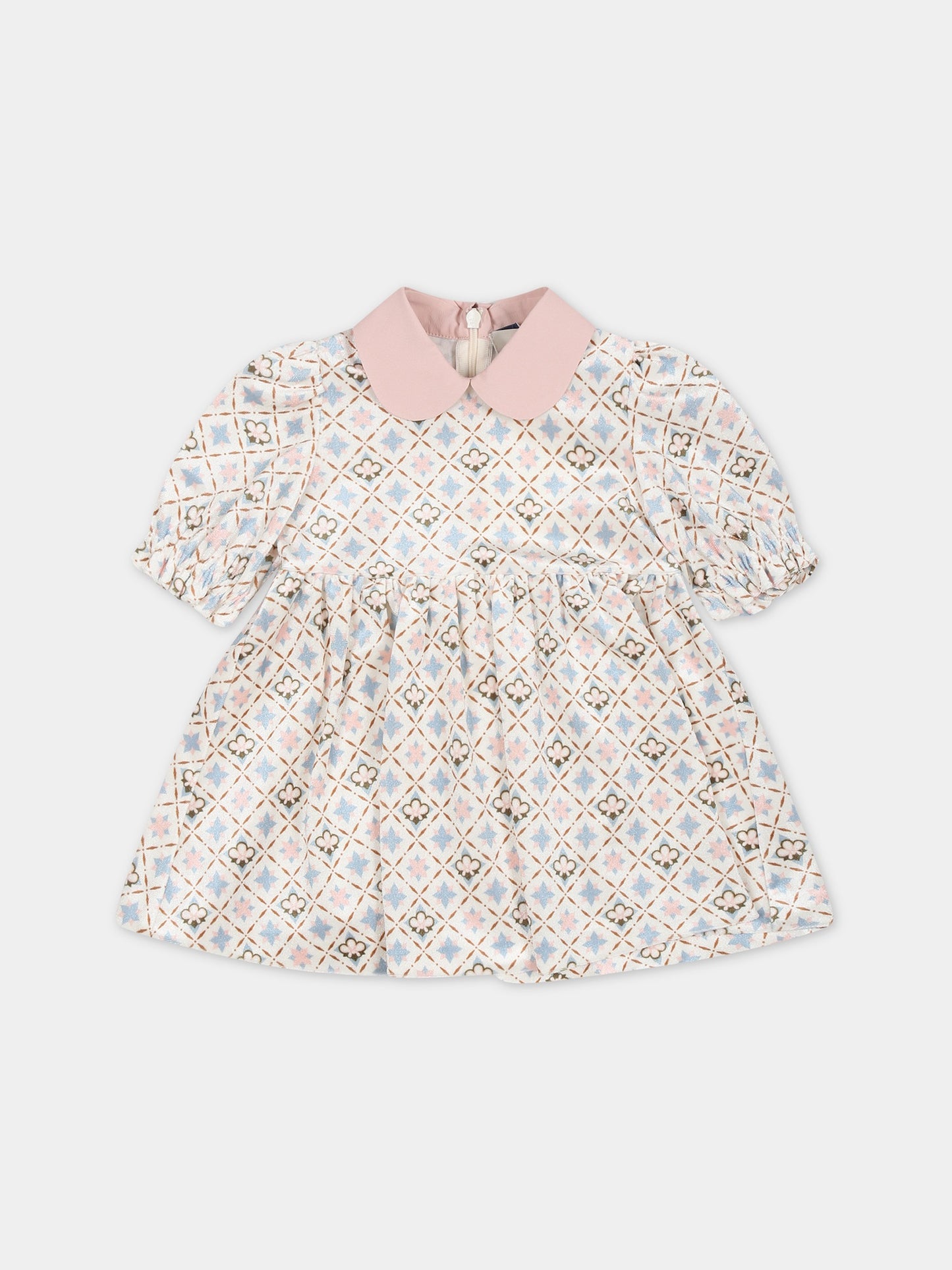 Vestito bianco per neonata con stampa floreale,Simonetta,ST1031 V0107 101CE