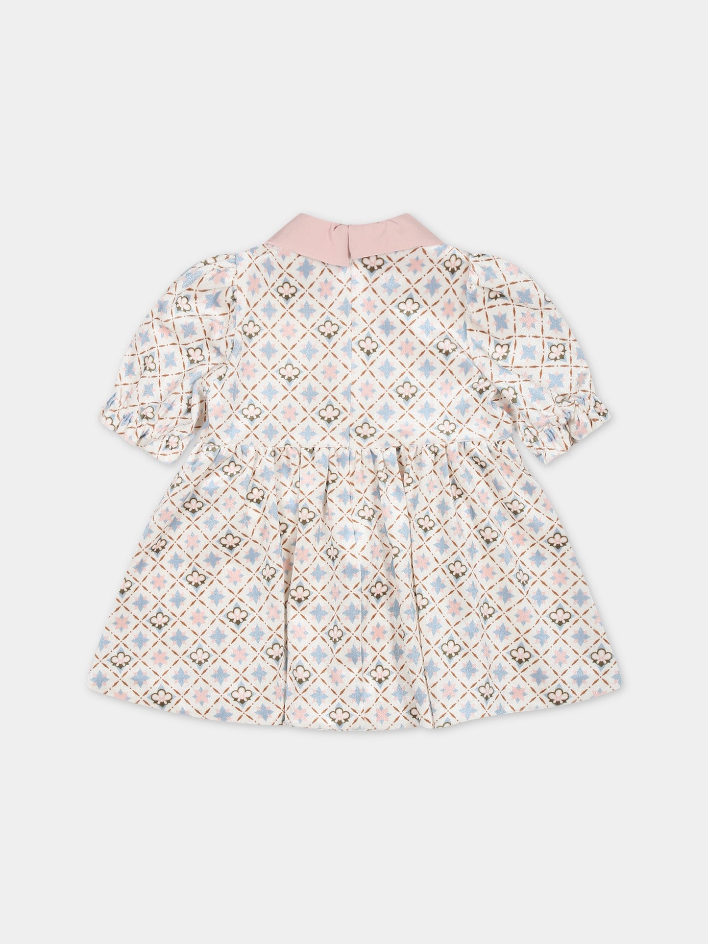 Vestito bianco per neonata con stampa floreale,Simonetta,ST1031 V0107 101CE