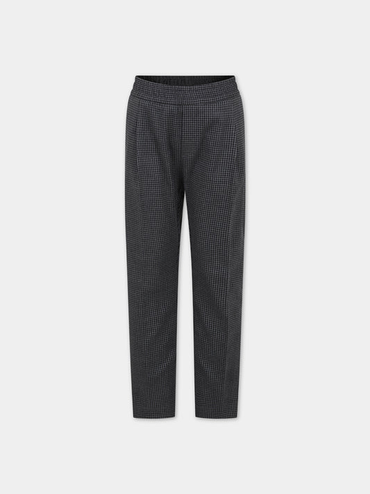 Pantaloni neri per bambini con micro fantasia a quadri,Paolo Pecora,PP3151 NERO