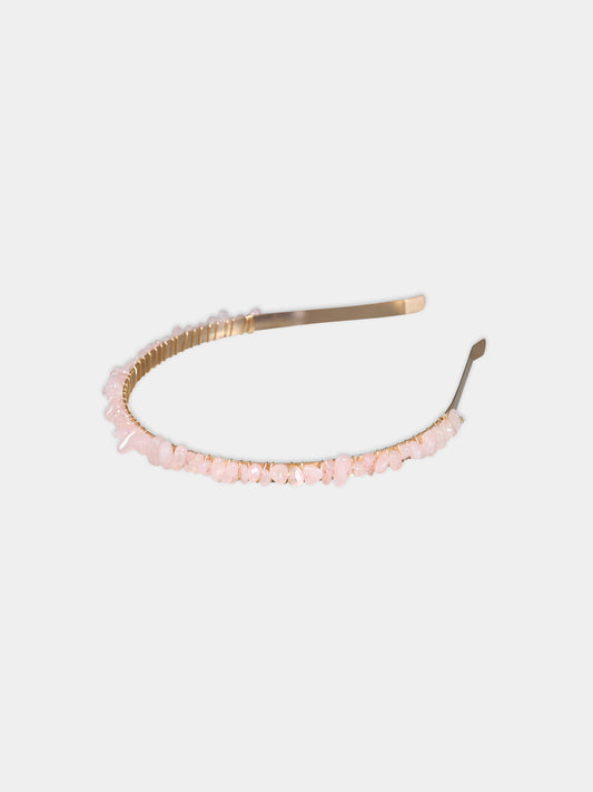 Cerchietto rosa per bambina con pietre,Illy Trilly,PARTY STONE PINK QUARTZ