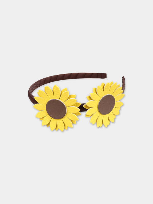 Cerchietto giallo per bambina con girasoli,Illy Trilly,FLOWER DOUBLE SUNFLOWER YELLOW