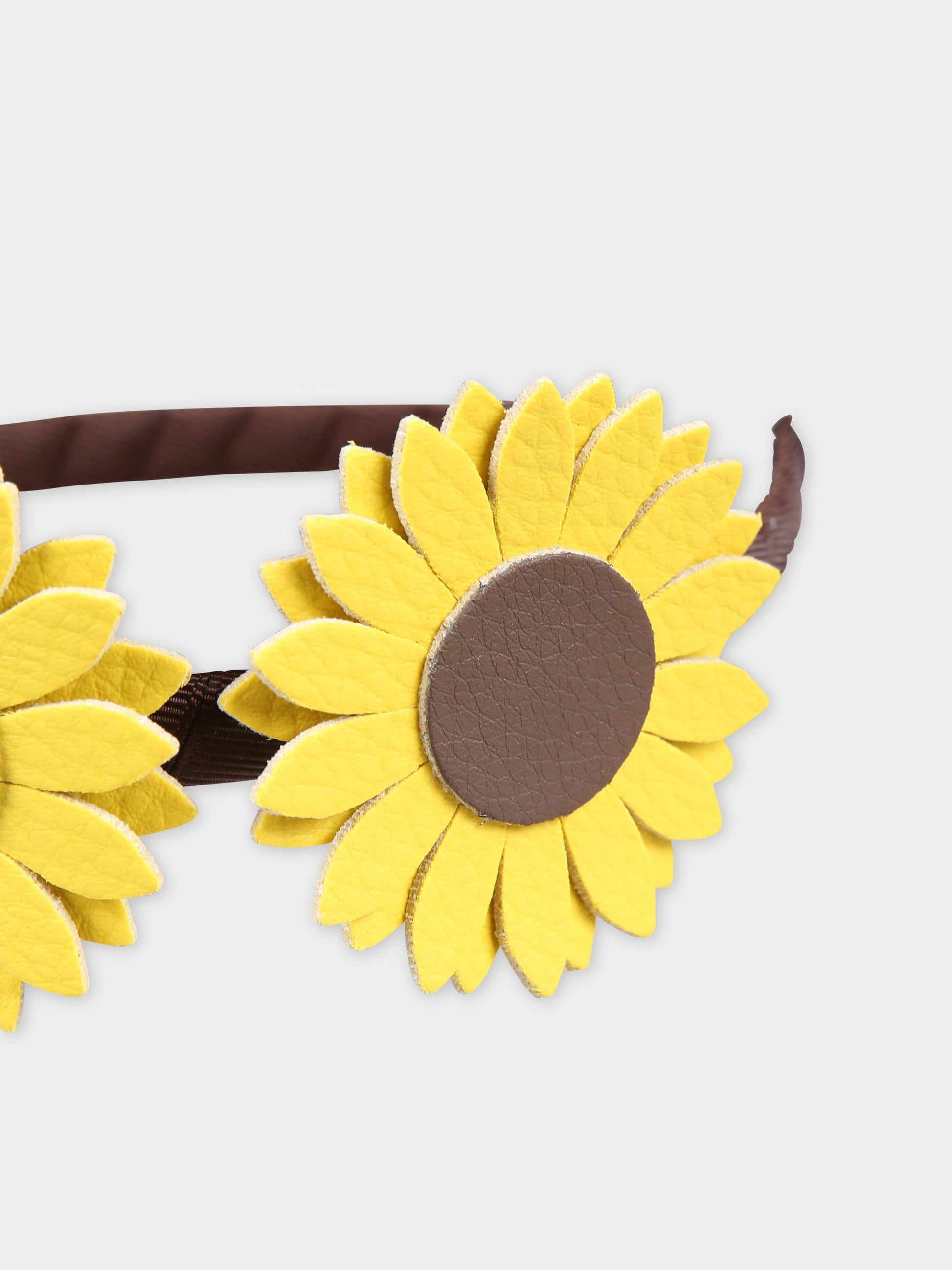 Cerchietto giallo per bambina con girasoli,Illy Trilly,FLOWER DOUBLE SUNFLOWER YELLOW