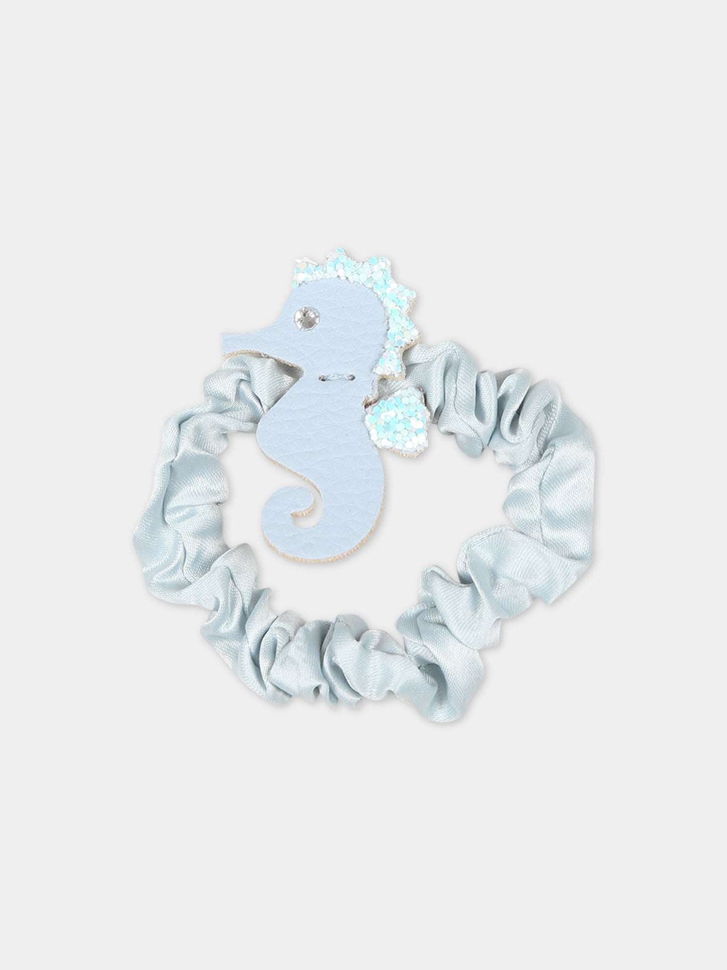 Elastico azzurro per bambina con cavalluccio marino,Illy Trilly,SEA HORSE SCRUNCHY