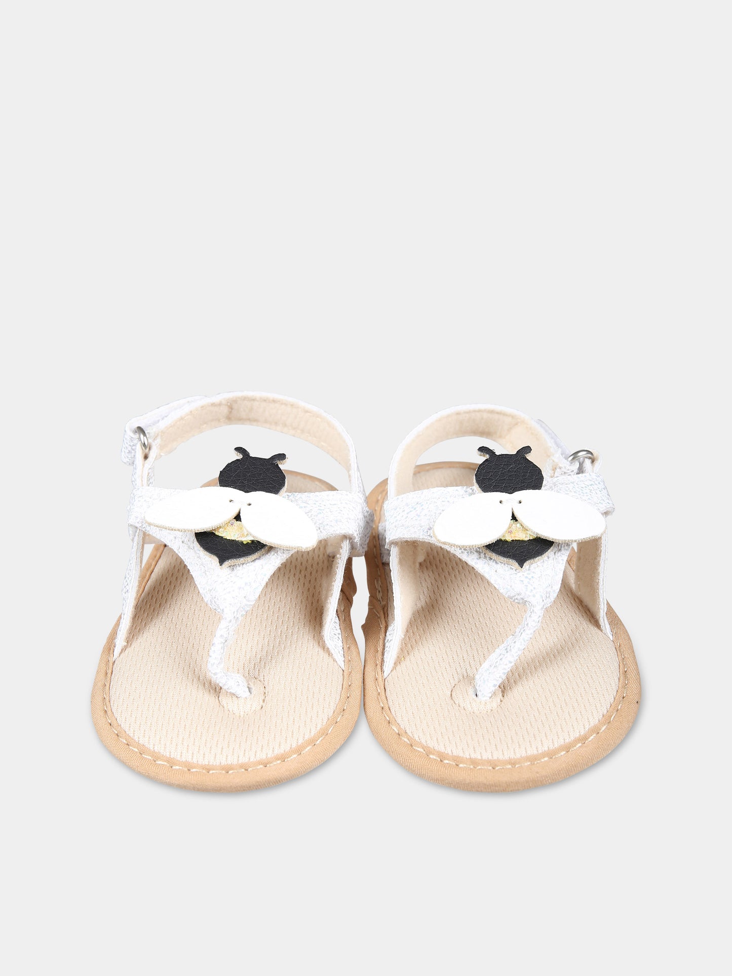 Sandali bianchi per neonata con api,Illy Trilly,SANDALS BEE