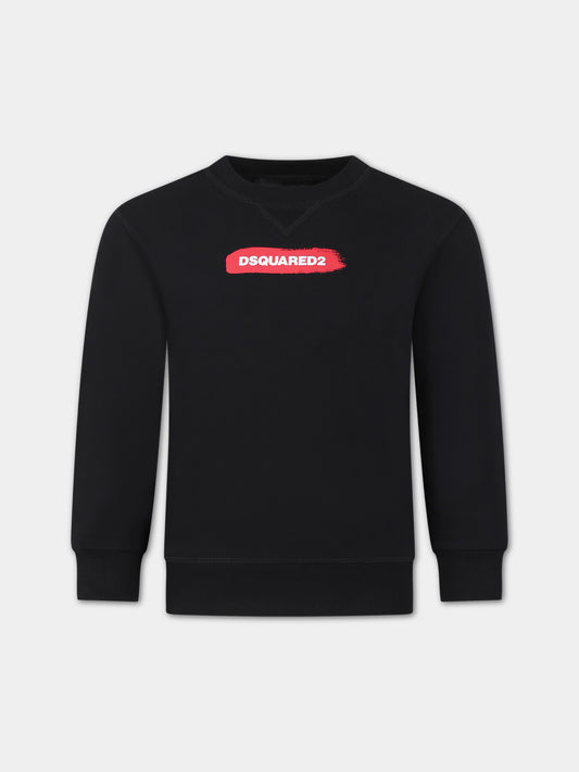 Felpa nera per bambino con logo,Dsquared2,DQ2092 D0A2F D2S777U DQ900