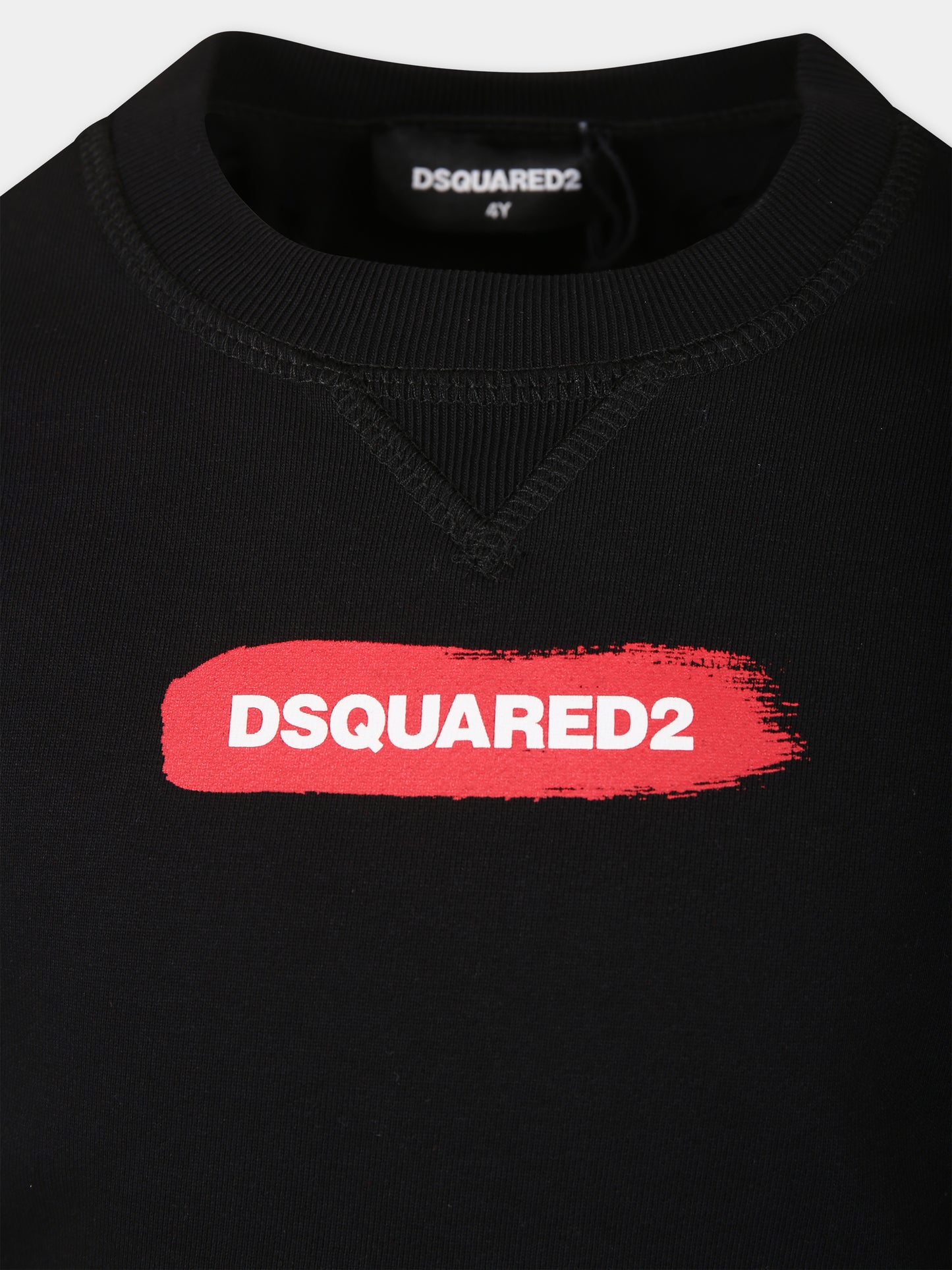 Felpa nera per bambino con logo,Dsquared2,DQ2092 D0A2F D2S777U DQ900