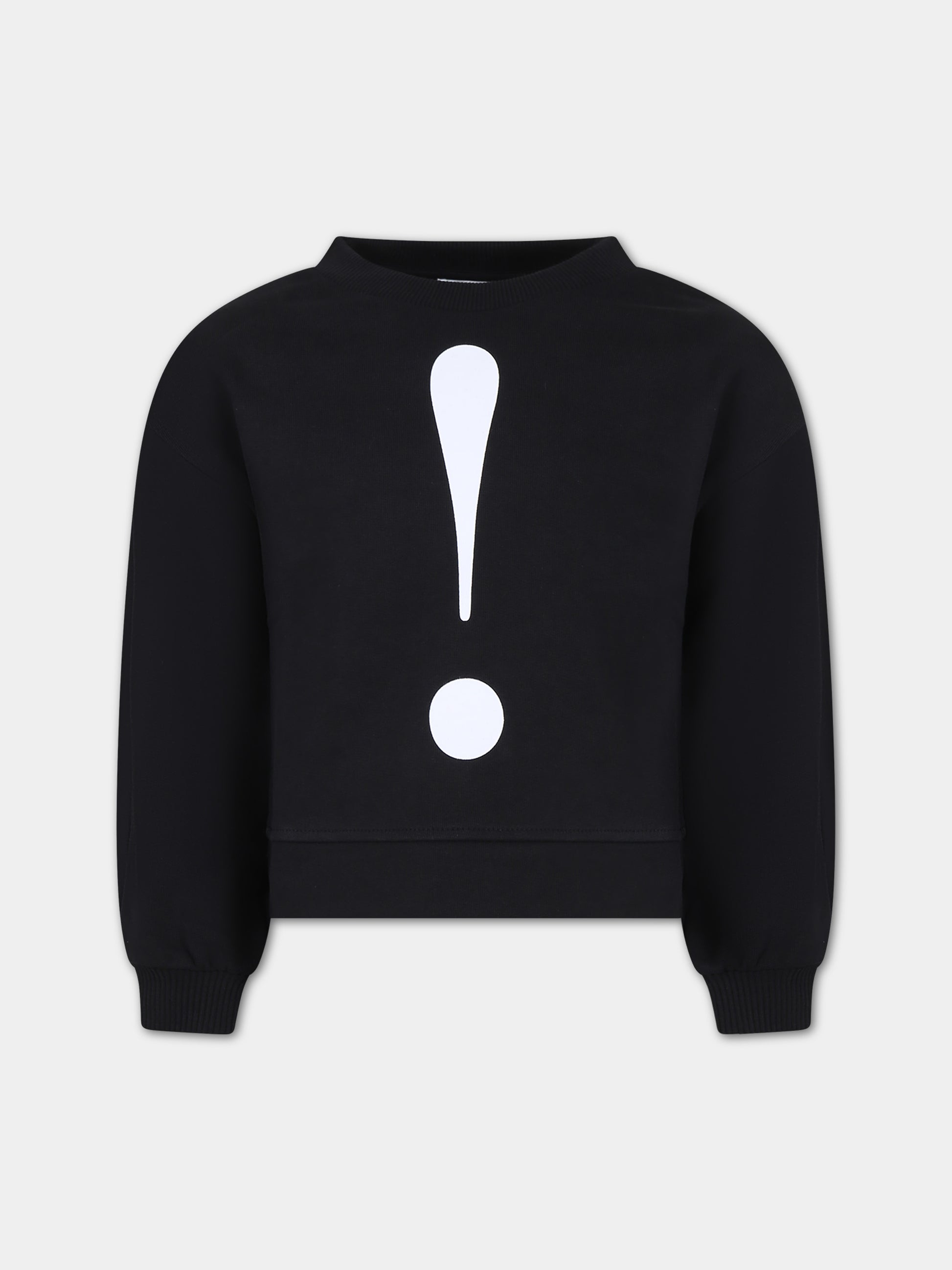Felpa nera per bambina con punto esclamativo,Moschino Kids,HDF05V LCA75 60100