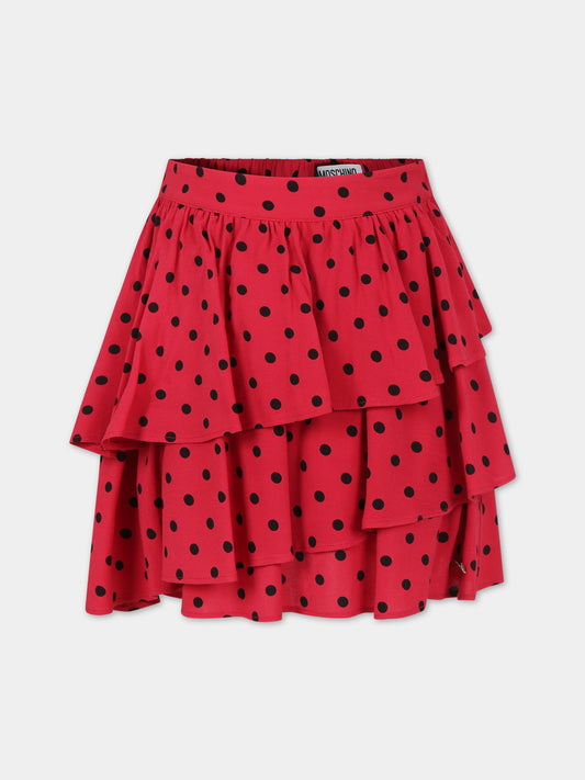 Gonna rossa per bambina con pois,Moschino Kids,HDJ037 L1B08 86804