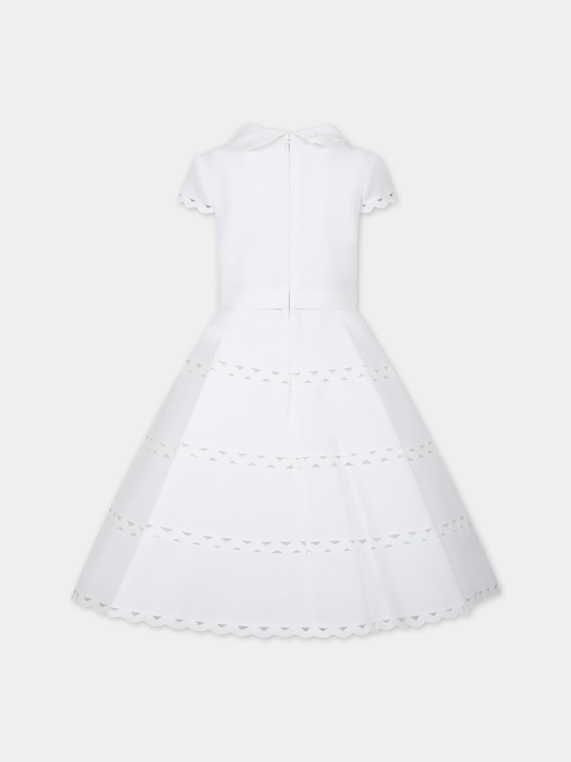 Vestito bianco per bambina con bottoni a fiore e perle,Raffaella,AUDRY ABITO 8