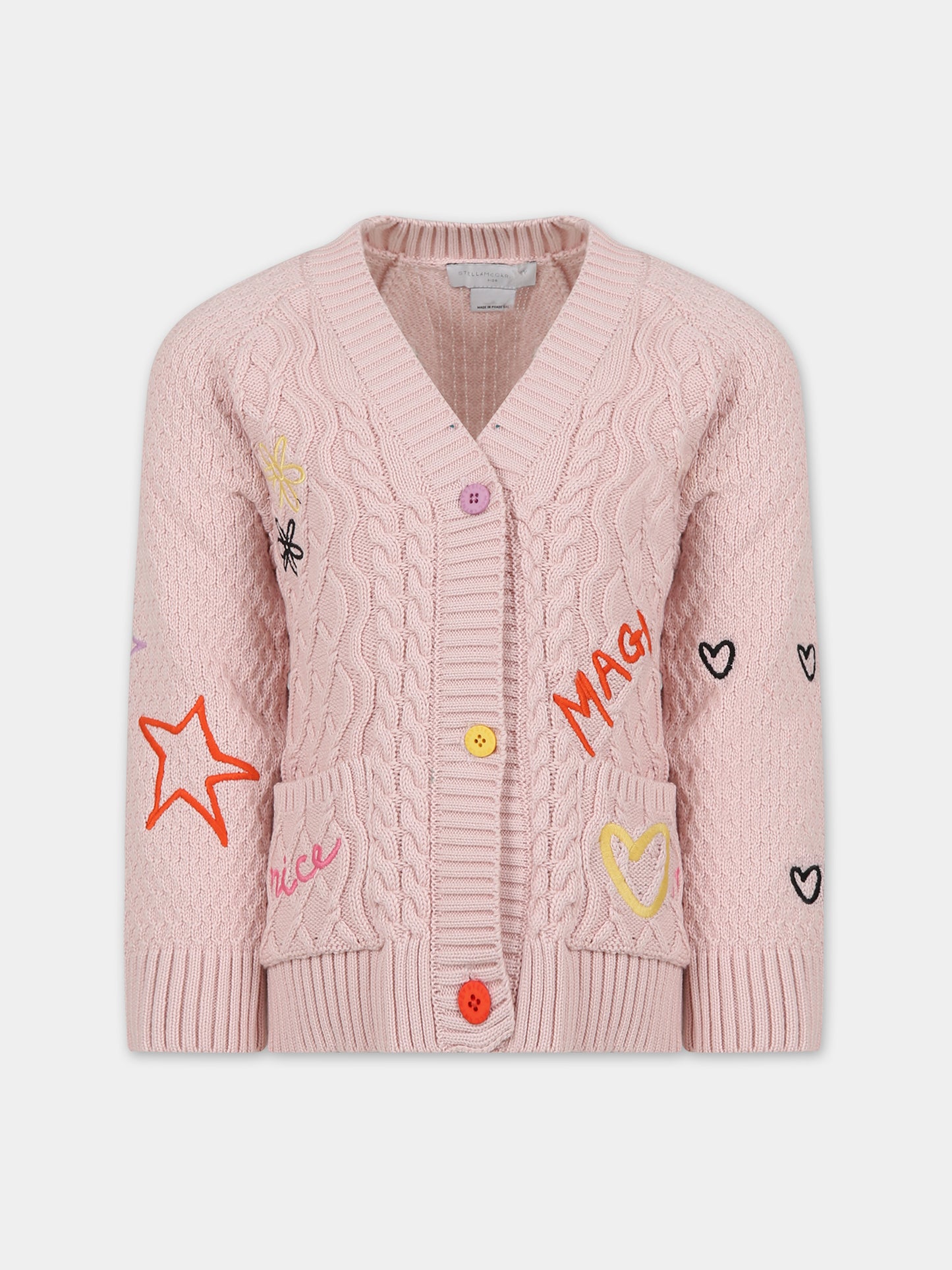 Cardigan rosa per bambina con ricami,Stella Mccartney Kids,TT9A50 Z1528 505