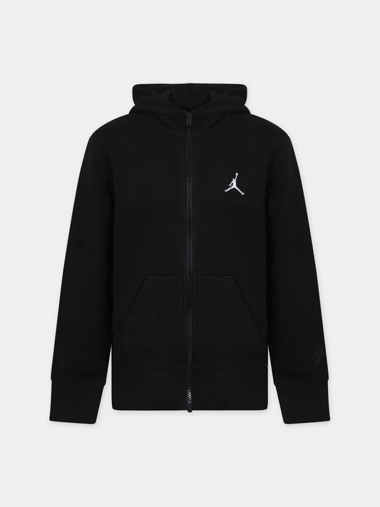 Felpa nera per bambini con ricamo,Jordan,95A904 023