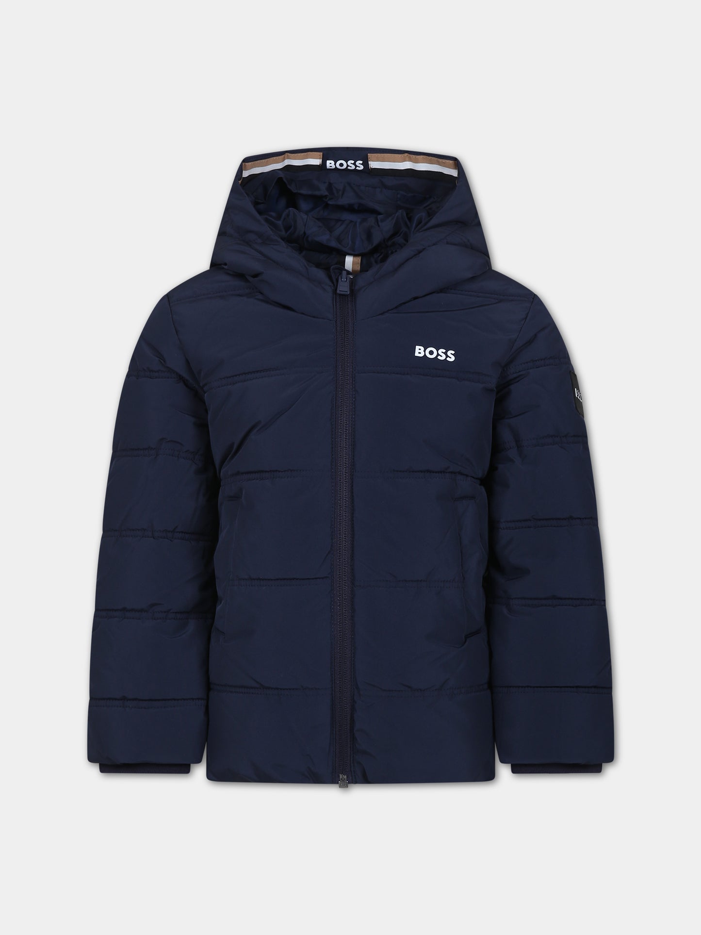 Piumino blu per bambino con logo,Boss,J26518 849