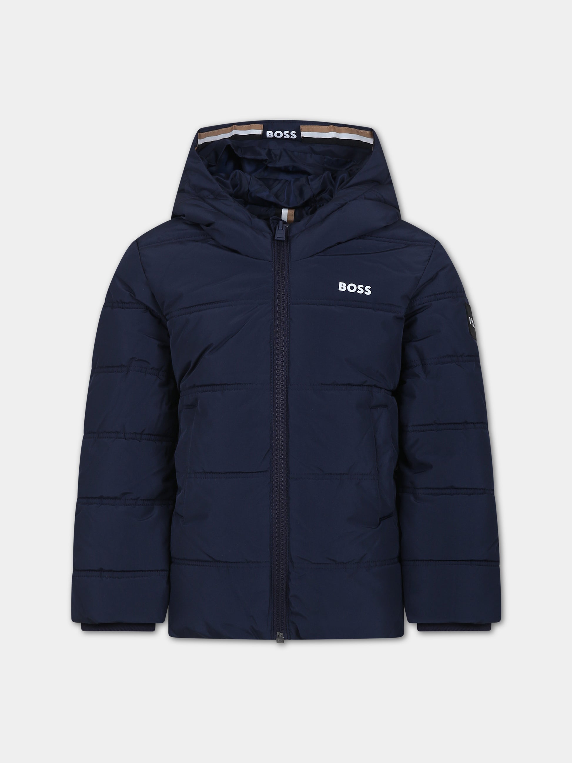 Piumino blu per bambino con logo,Boss,J26518 849