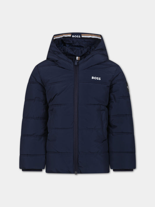 Piumino blu per bambino con logo,Boss,J26518 849