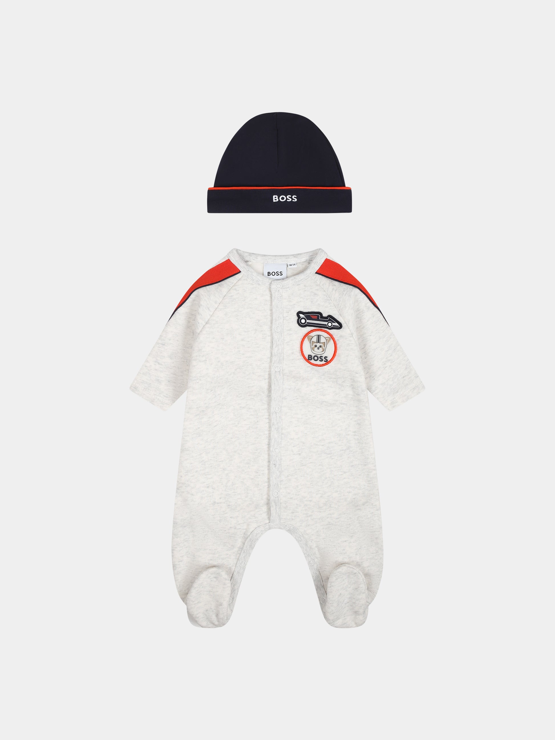 Completo grigio per neonato con logo,Boss,J98436 A10