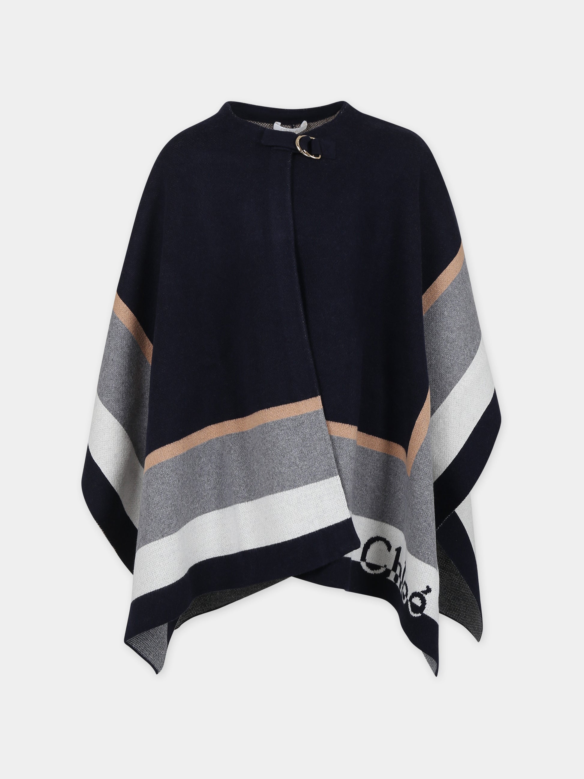 Cappa blu per bambina con logo,Chloé Kids,C16443 859