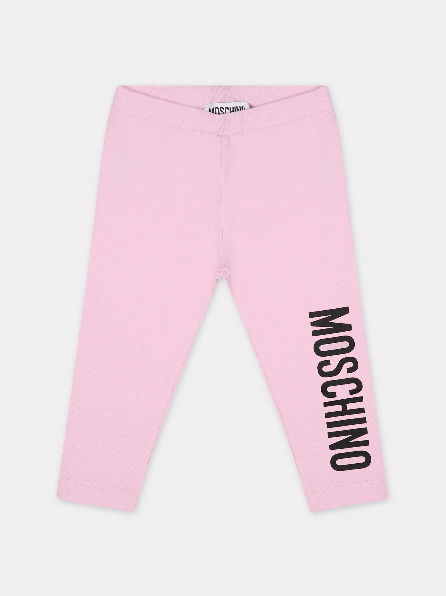 Leggings rosa per neonata con logo,Moschino Kids,M3P02N LBA11 51684