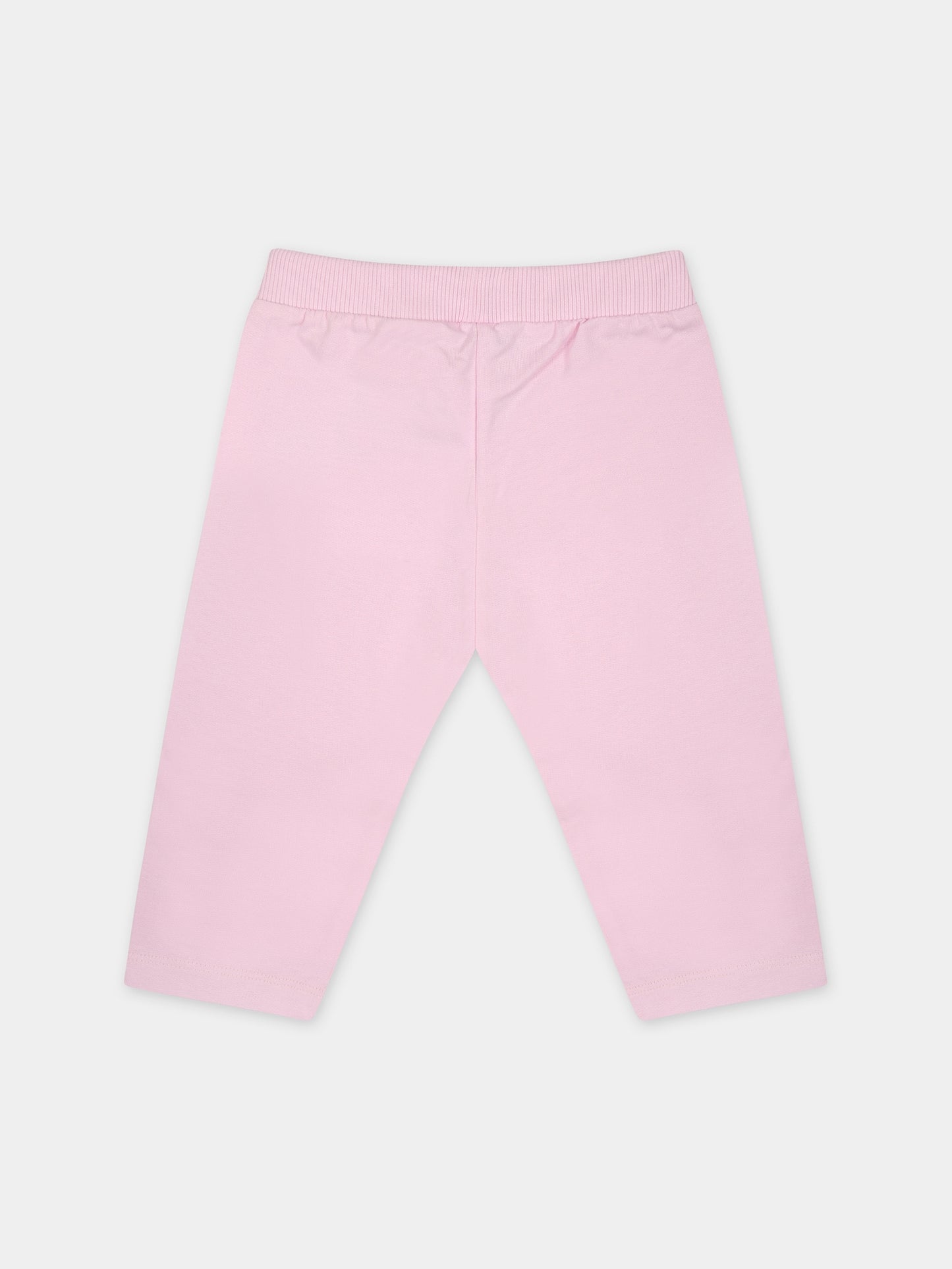 Leggings rosa per neonata con Teddy Bears e logo,Moschino Kids,MRP02R LCA60 51684