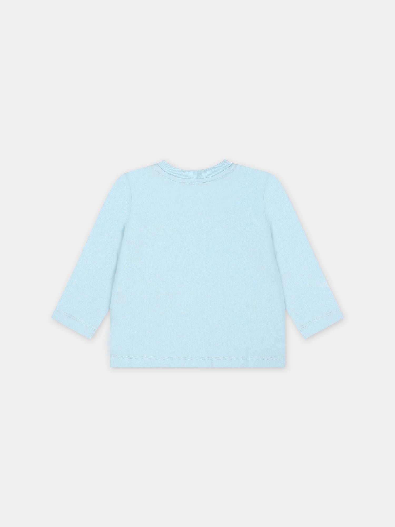 T-shirt celste per neonato con Teddy Bear e logo,Moschino Kids,MTO00D LAA01 40304