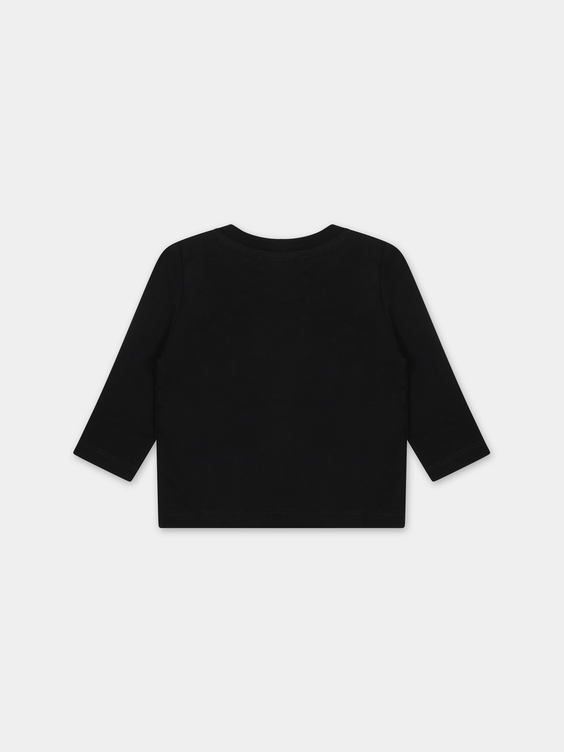 T-shirt nera per neonati con Teddy Bear e logo,Moschino Kids,MTO00D LAA01 60100