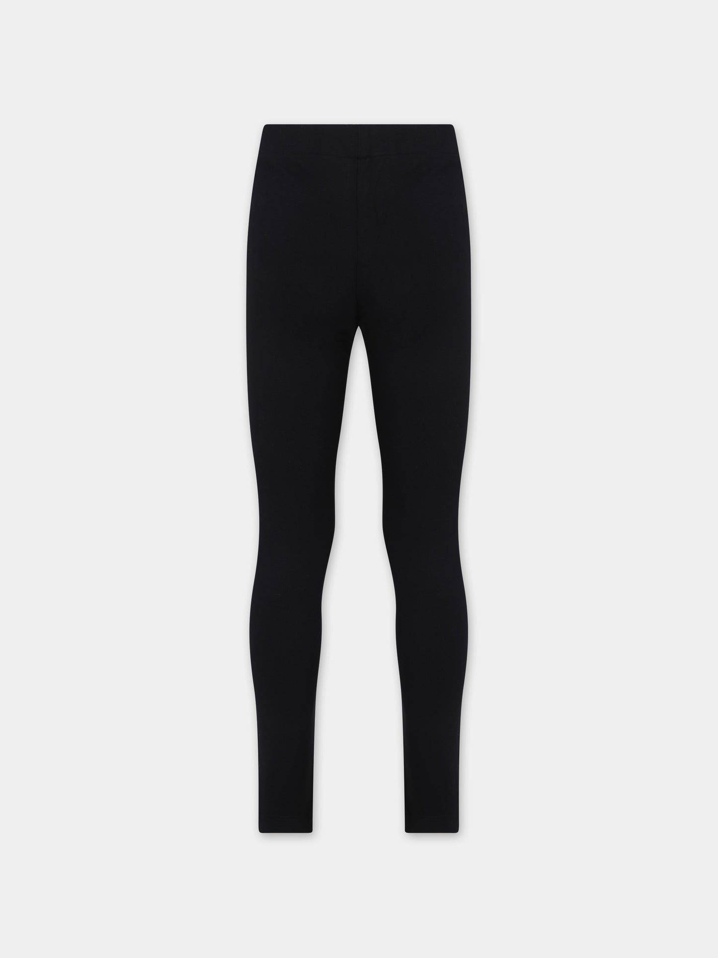 Leggings neri per bambina con logo,Moschino Kids,HAP04X LBA11 60100