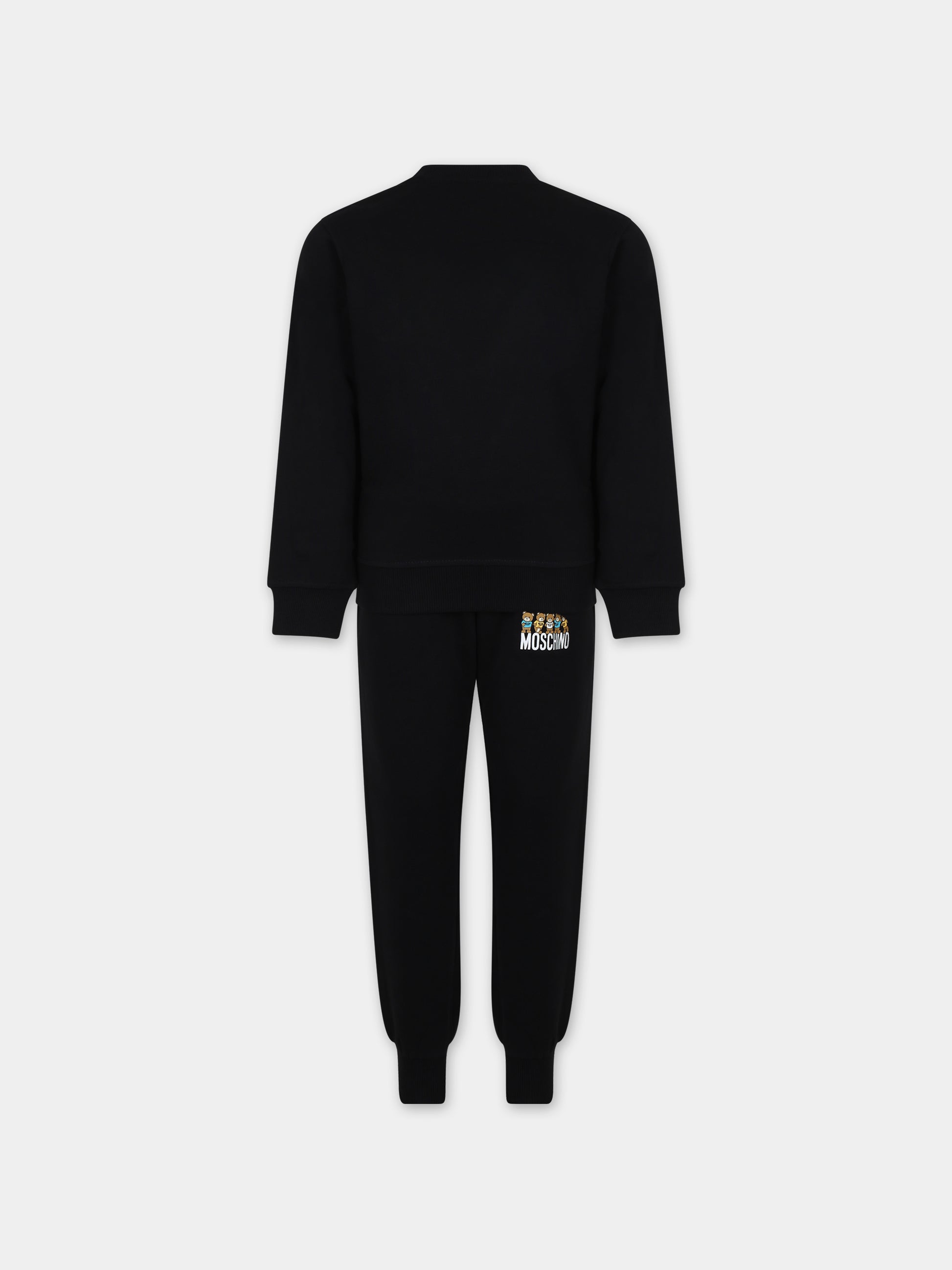 Completo nero per bambino con Teddy bears e logo,Moschino Kids,HMK03E LCA28 60100