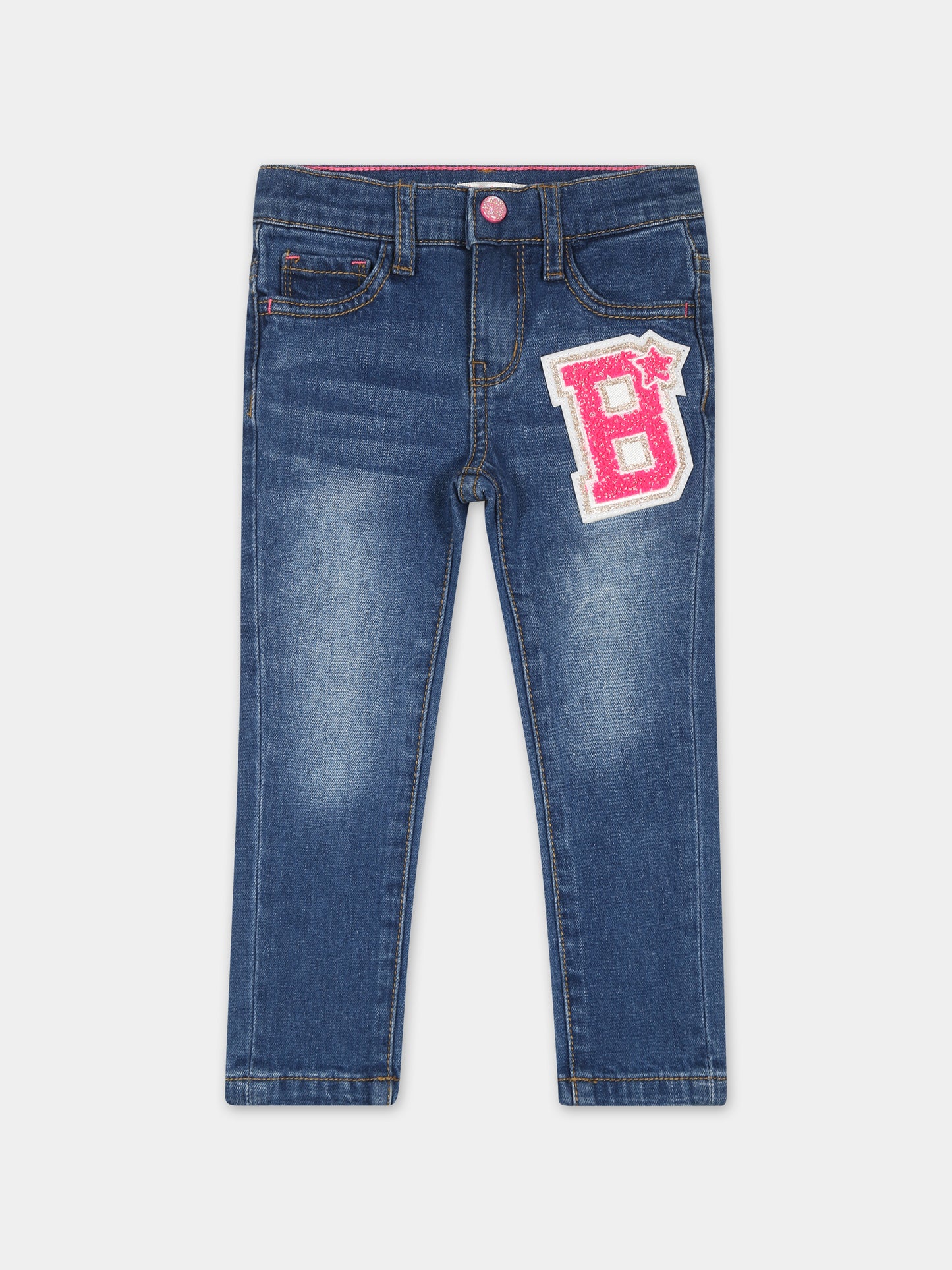Jeans blu per bambina on logo,Billieblush,U14609 Z28