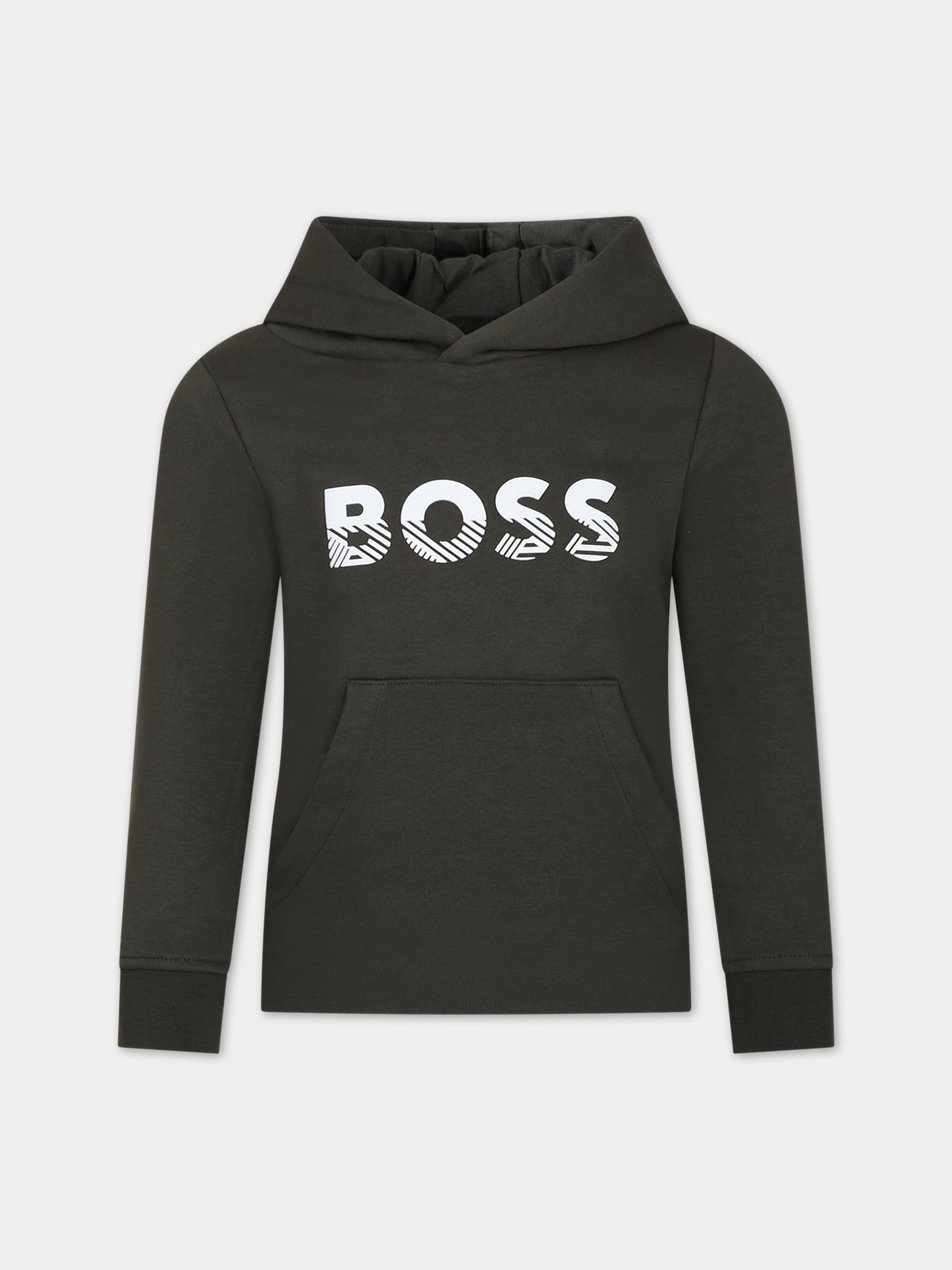 Felpa verde per bambino con logo,Hugo Boss,J25M52 665