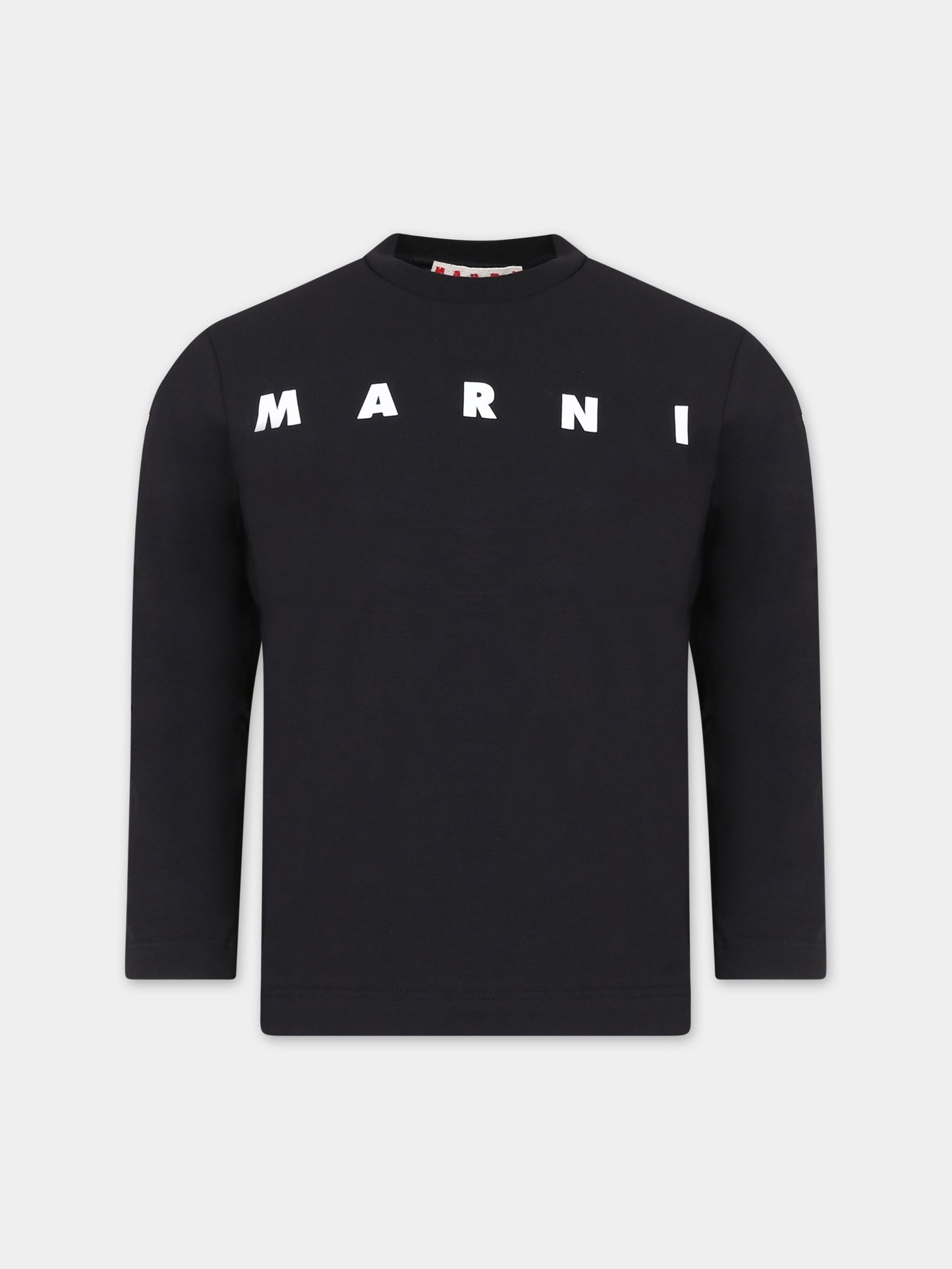 T-shirt nera per bambina con logo,Marni Kids,M00870 0M900