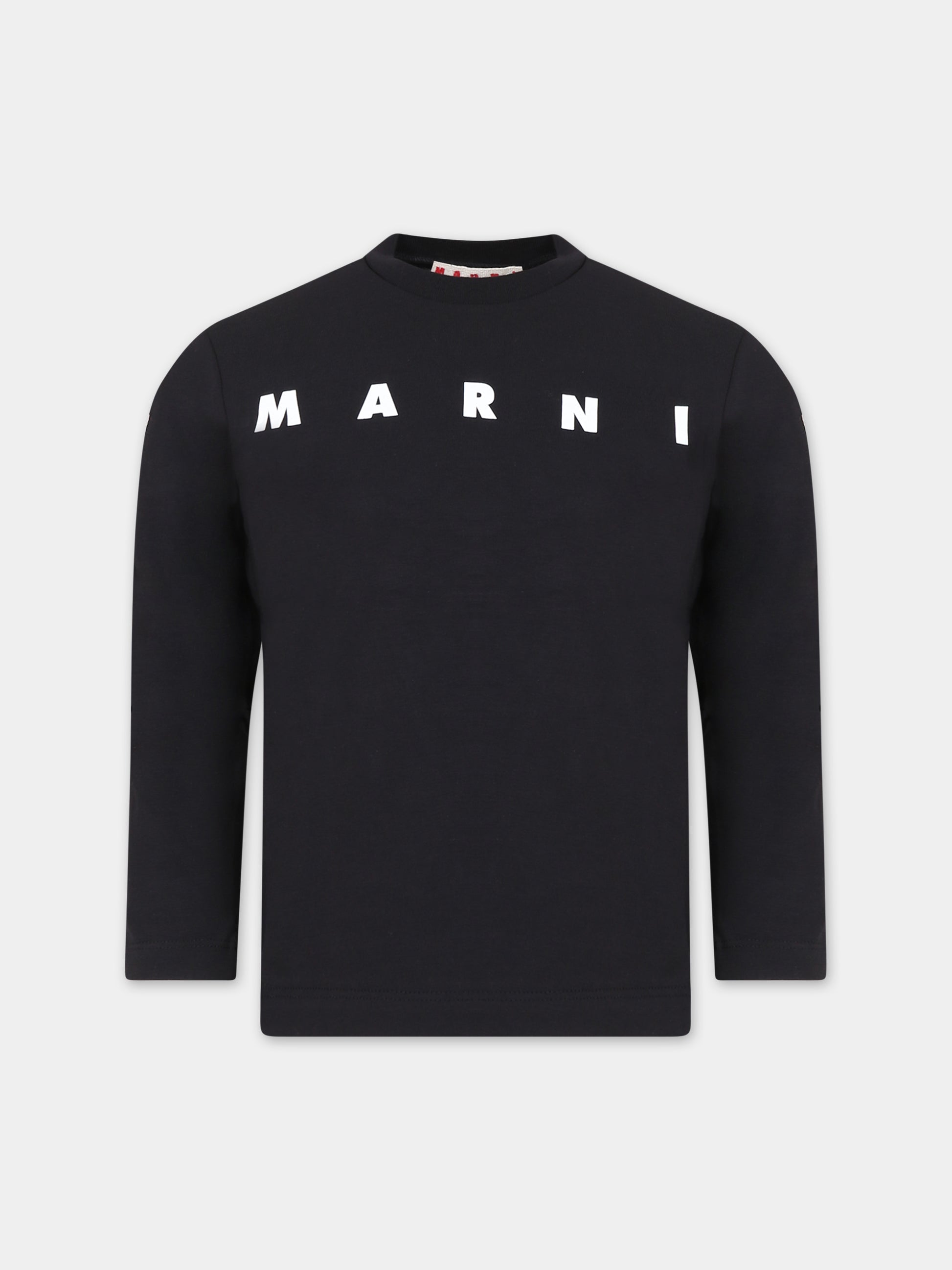 T-shirt nera per bambina con logo,Marni Kids,M00870 0M900