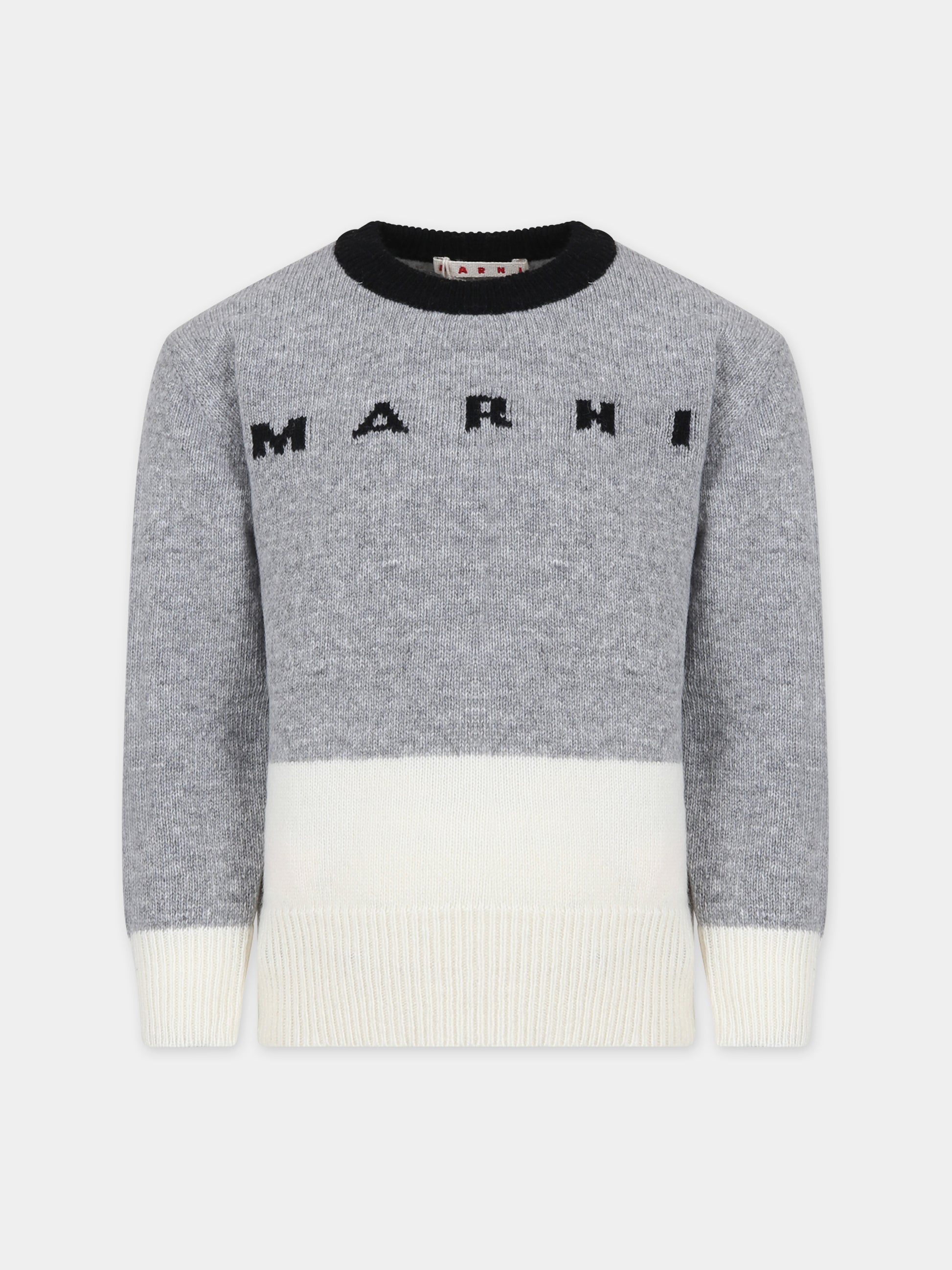 Maglione grigio per bambini con logo,Marni Kids,M00932 0M903