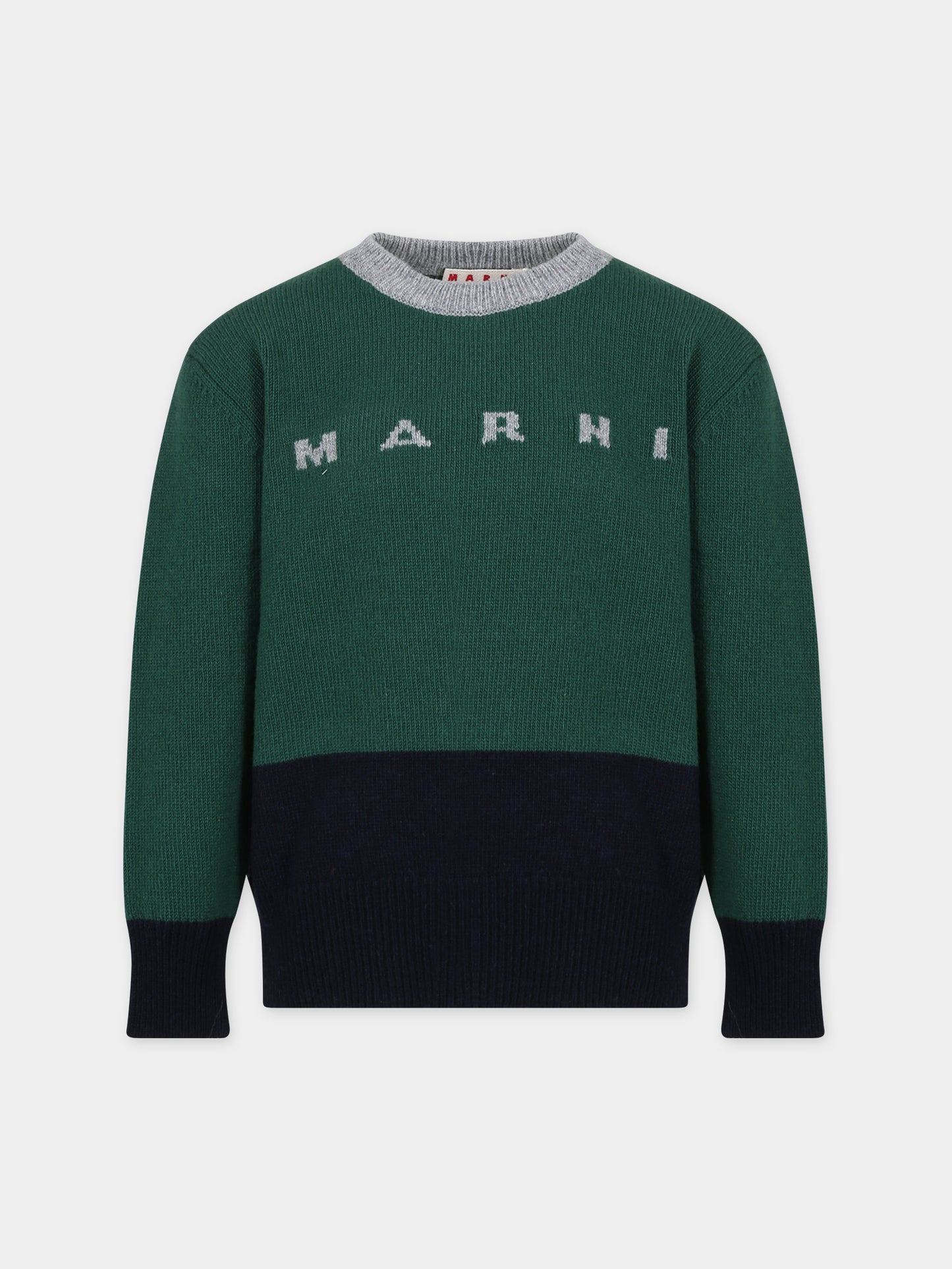 Maglione verde per bambina con logo,Marni Kids,M00932 0M523