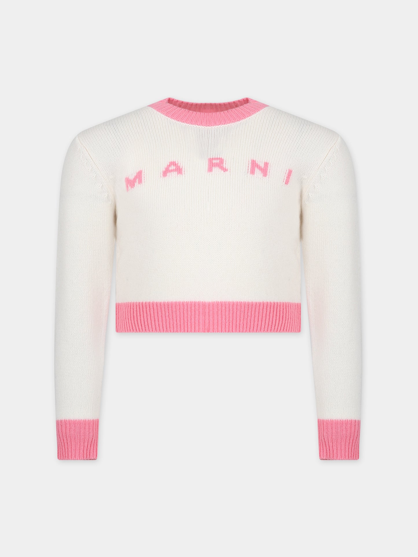 Maglione bianco per bambina con logo,Marni Kids,M00993 0M108