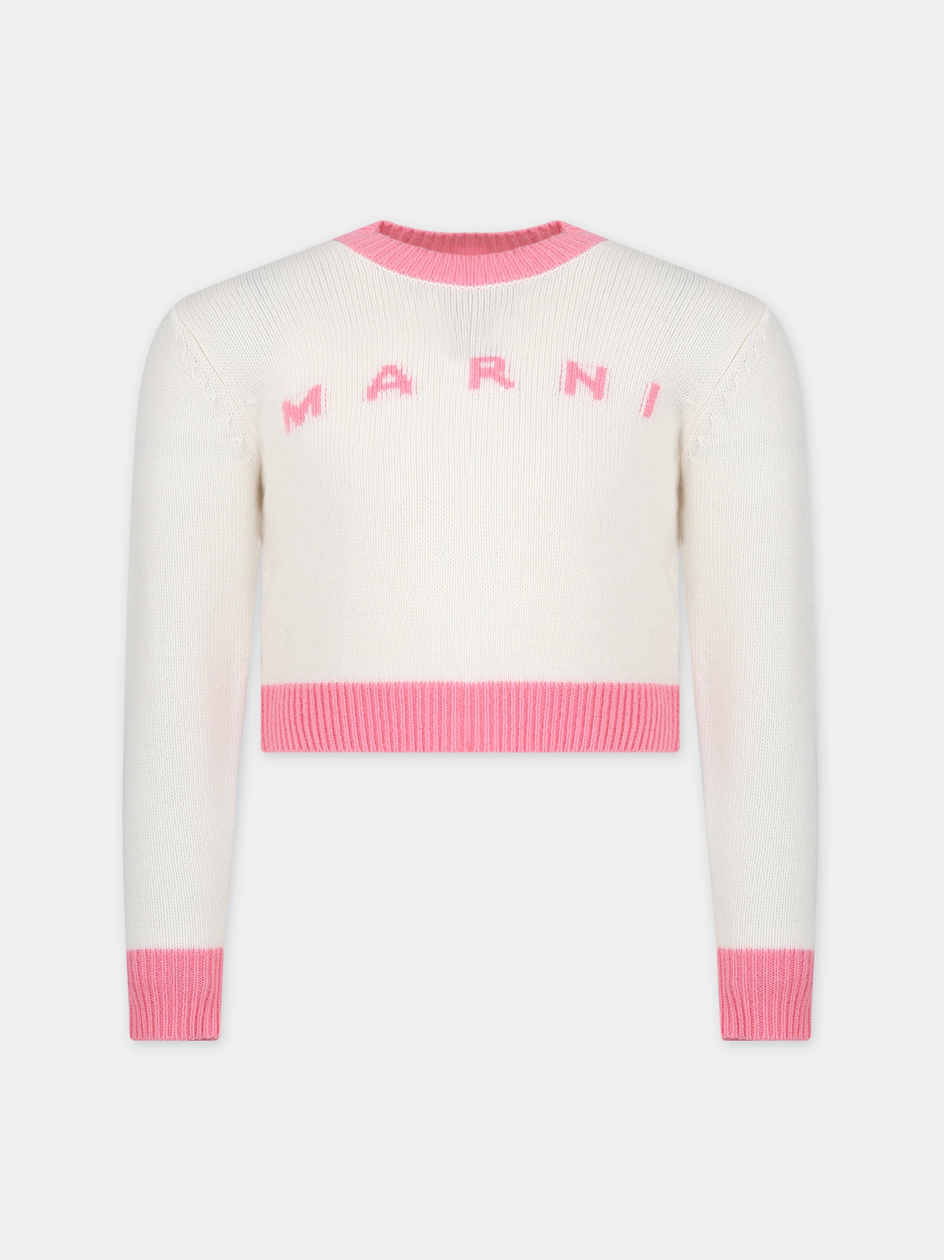 Maglione bianco per bambina con logo,Marni Kids,M00993 0M108