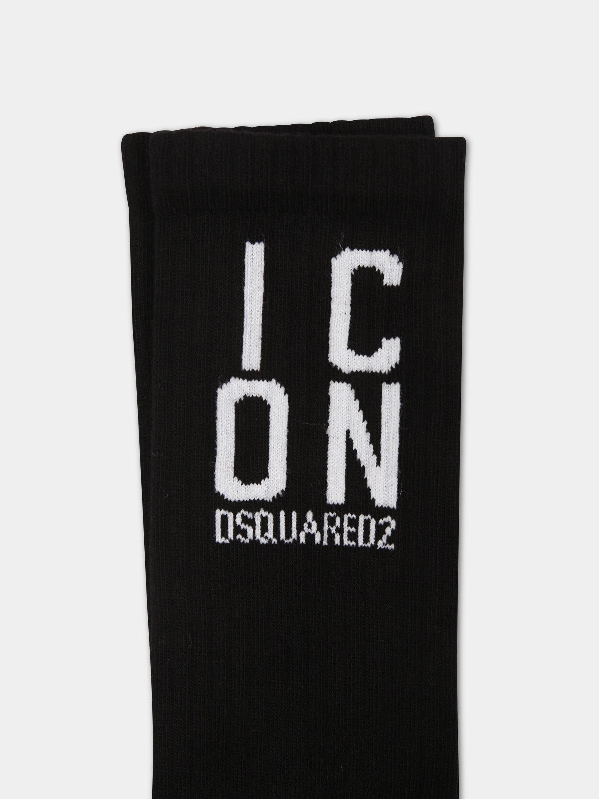 Calze nere per bambini con logo,Dsquared2,DQ2023 D00WI DQ900