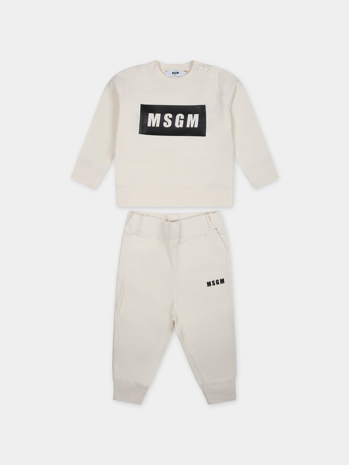 Completo sportivo avorio per neonati con logo,Msgm Kids,F3MSUNTP043 013