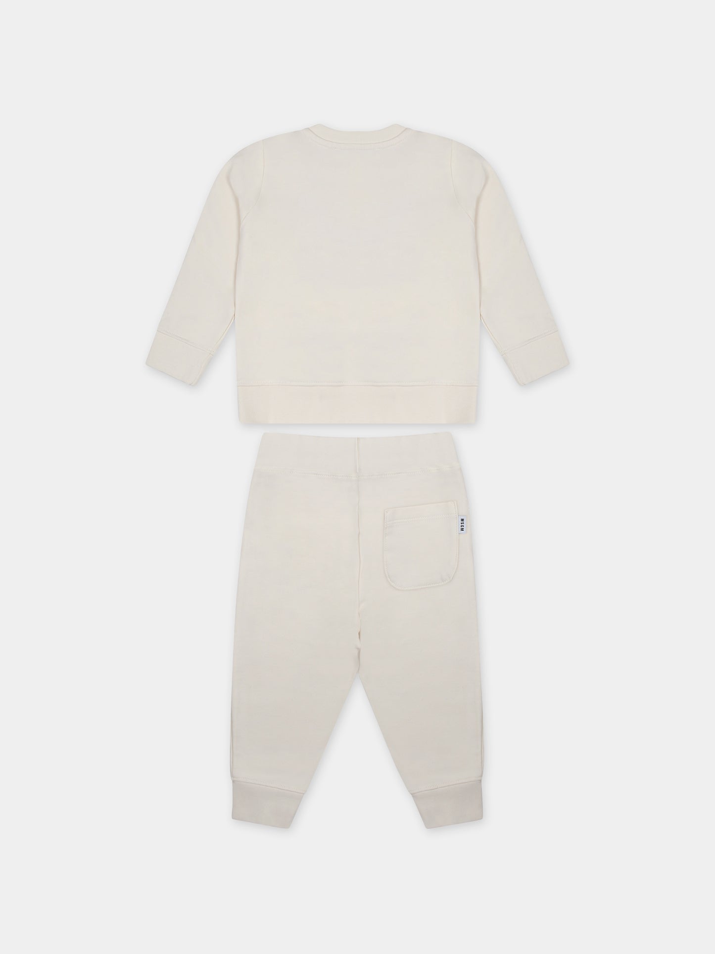 Completo sportivo avorio per neonati con logo,Msgm Kids,F3MSUNTP043 013