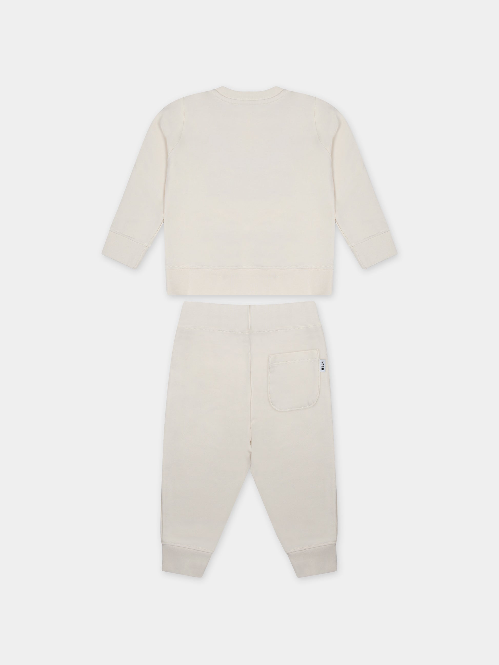 Completo sportivo avorio per neonati con logo,Msgm Kids,F3MSUNTP043 013
