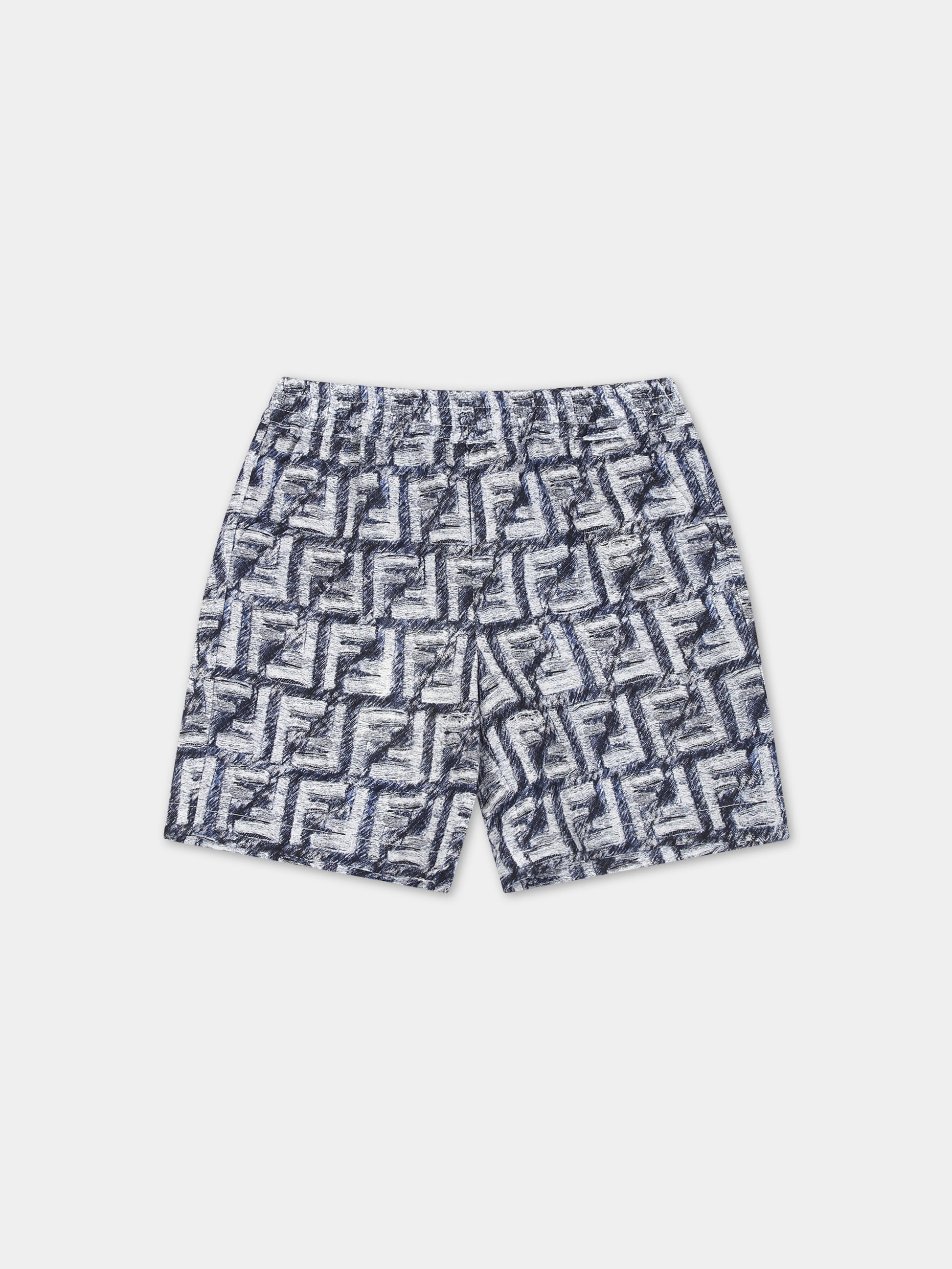 Shorts blu per neonato con iconiche FF,Fendi Kids,BMF225 AQTQ F04V6