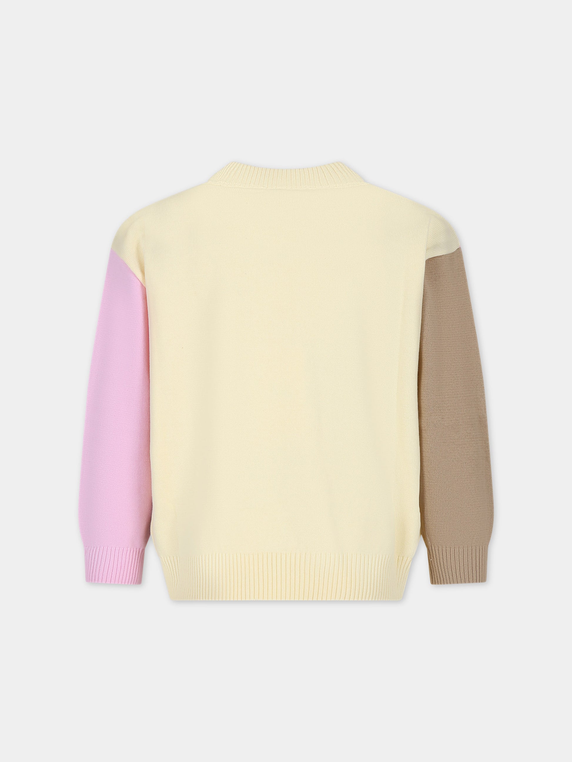 Maglione giallo per bambina con iconiche FF,Fendi Kids,JUG164 AQUG F14OQ