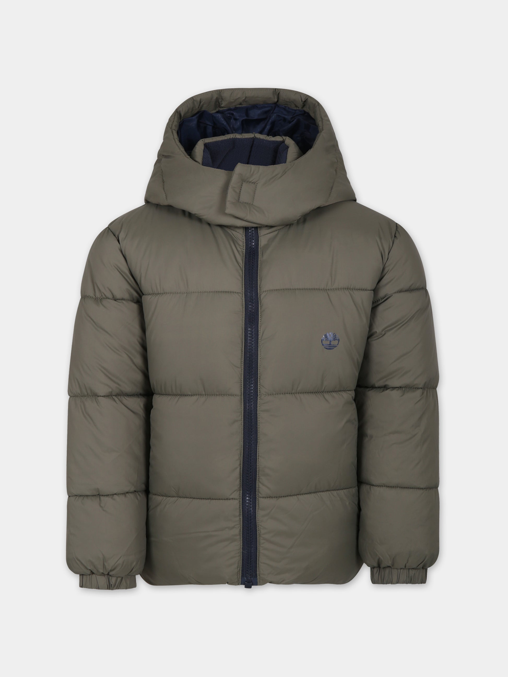 Piumino verde per bambino con albero,Timberland,T26593 655