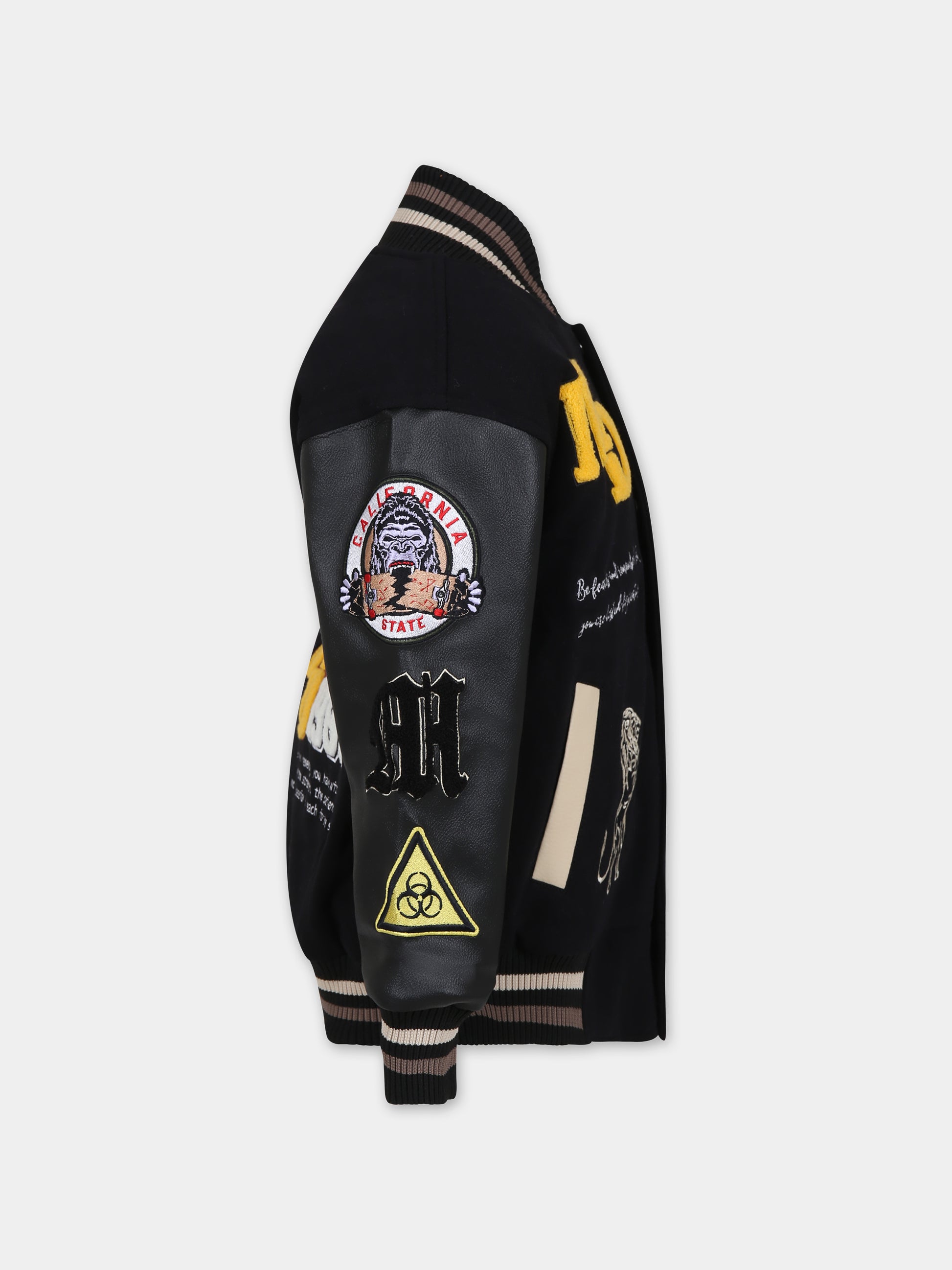 Bomber nero per bambini con ricami e logo,Vosch,VDC002