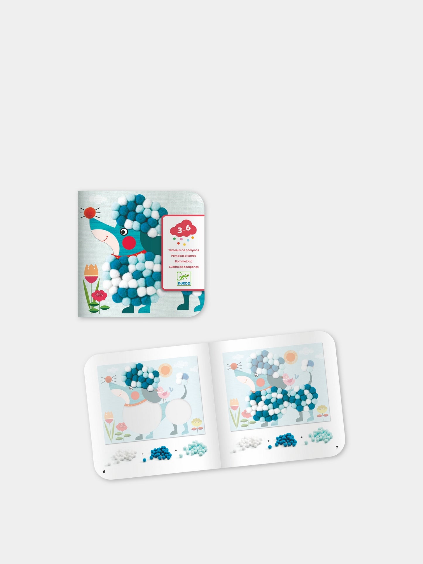 Set multicolor per bambini con pompon,Djeco,DJ09867