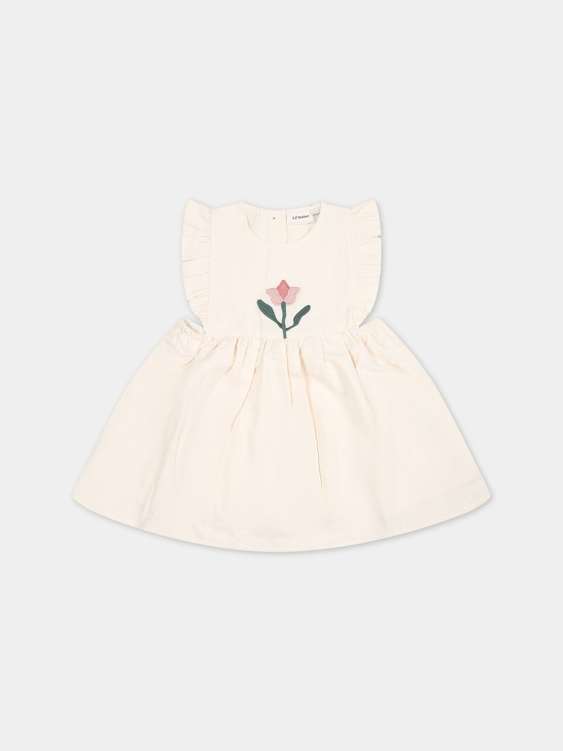 Vestito rosa per neonata con fiore,Lil' Atelier,13227384 TURTLEDOVE