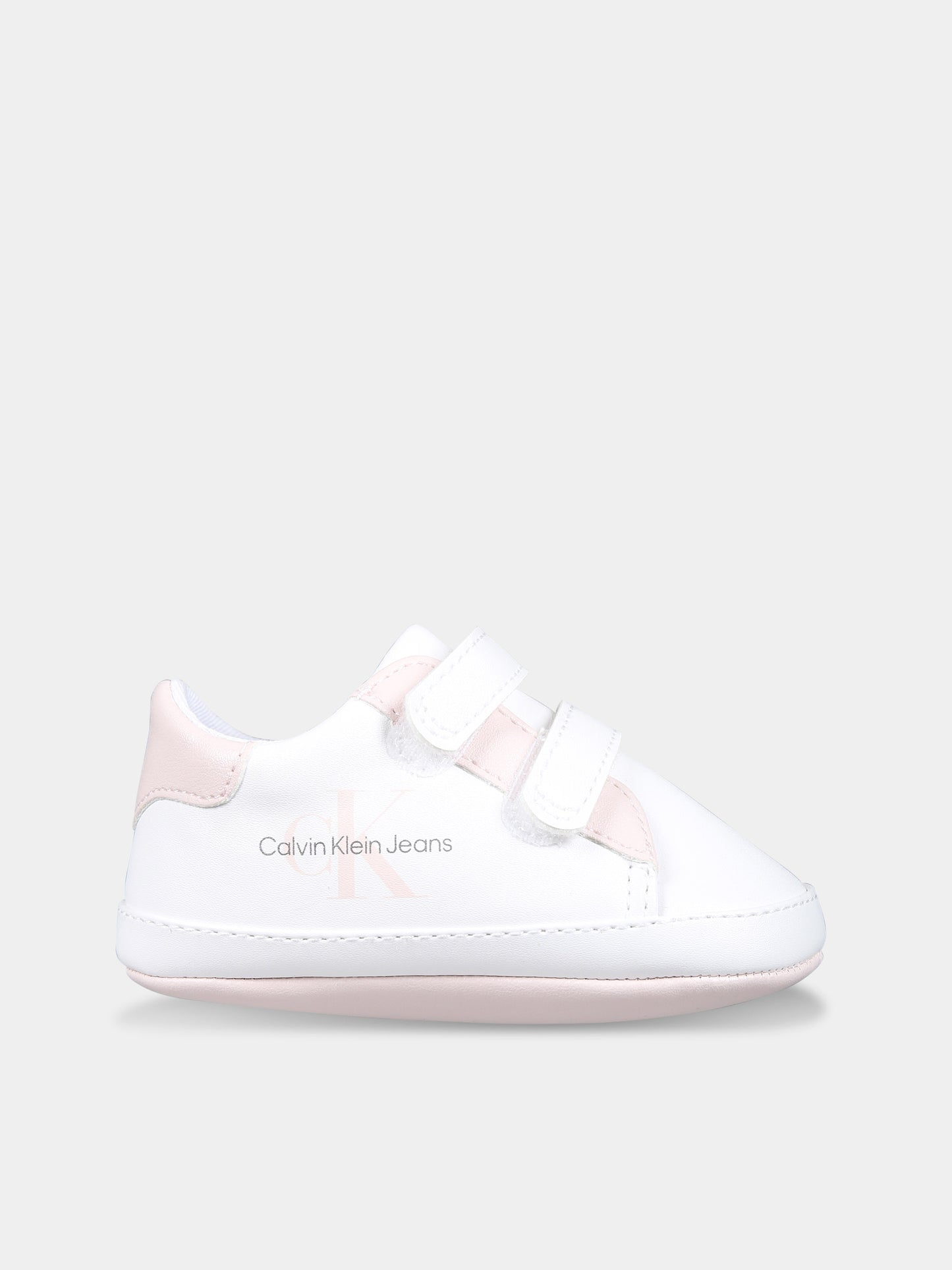Sneakers bianche per neonata con logo,Calvin Klein Kids,V0A4 80780 1582X134