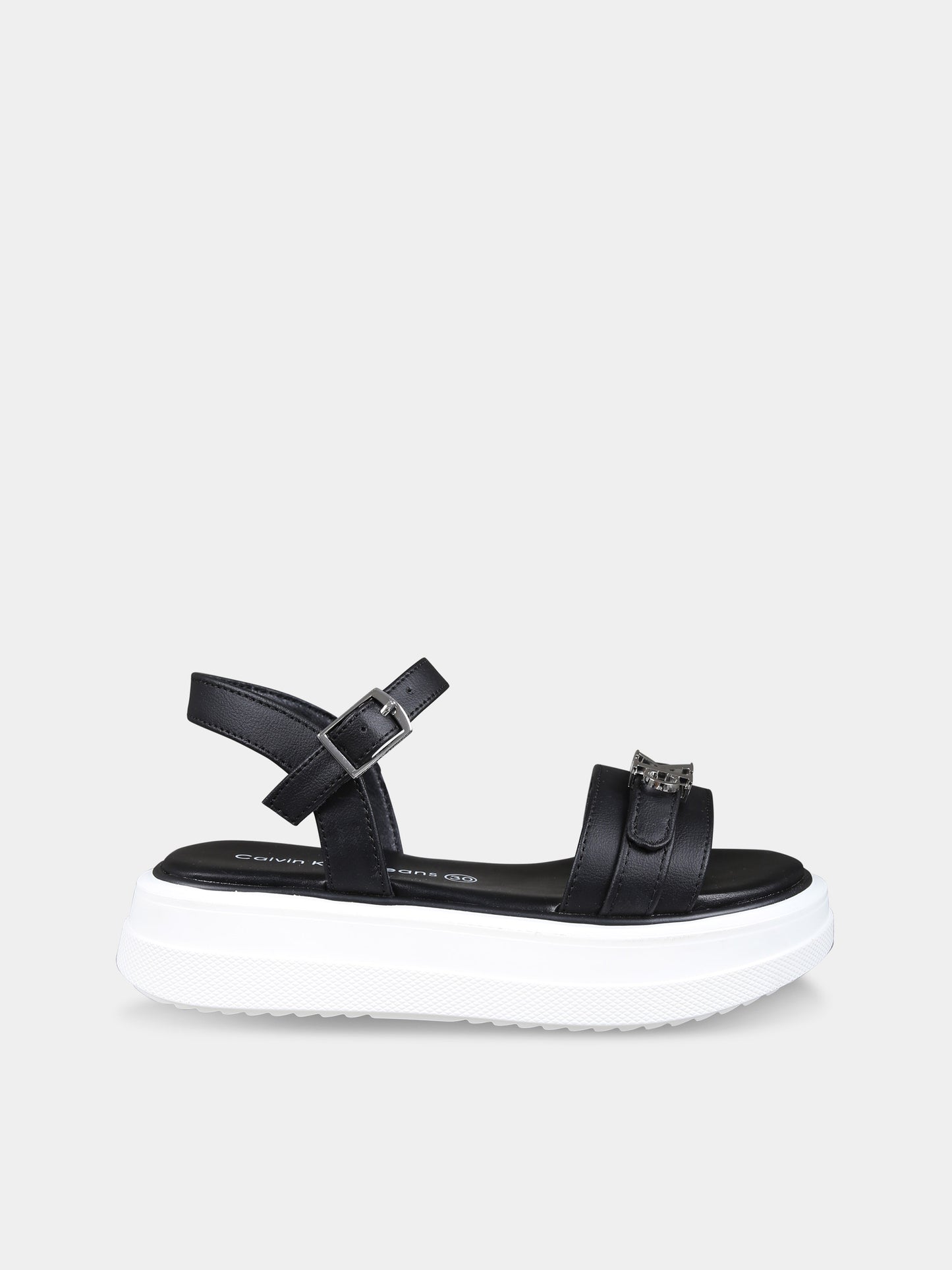 Sandali neri per bambina con logo,Calvin Klein Kids,V3A2 80832 0371999