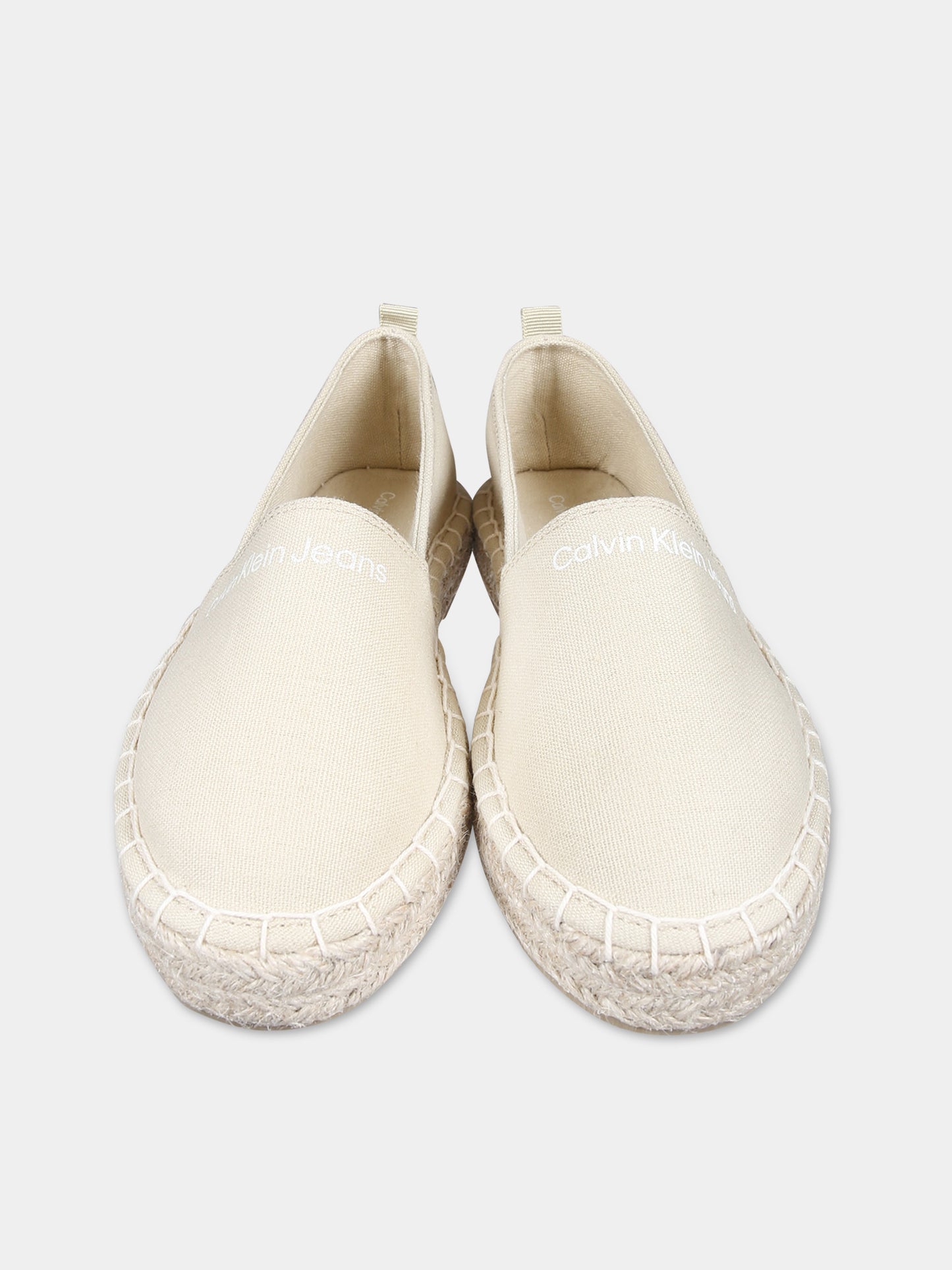 Espadrillas beige per bambina con logo,Calvin Klein Kids,V3A7 80838 0048500