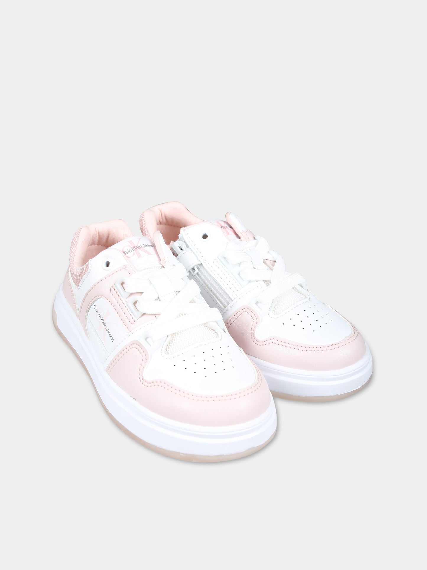 Sneakers rosa per bambina con logo,Calvin Klein Kids,V3A9 80797 1355X054