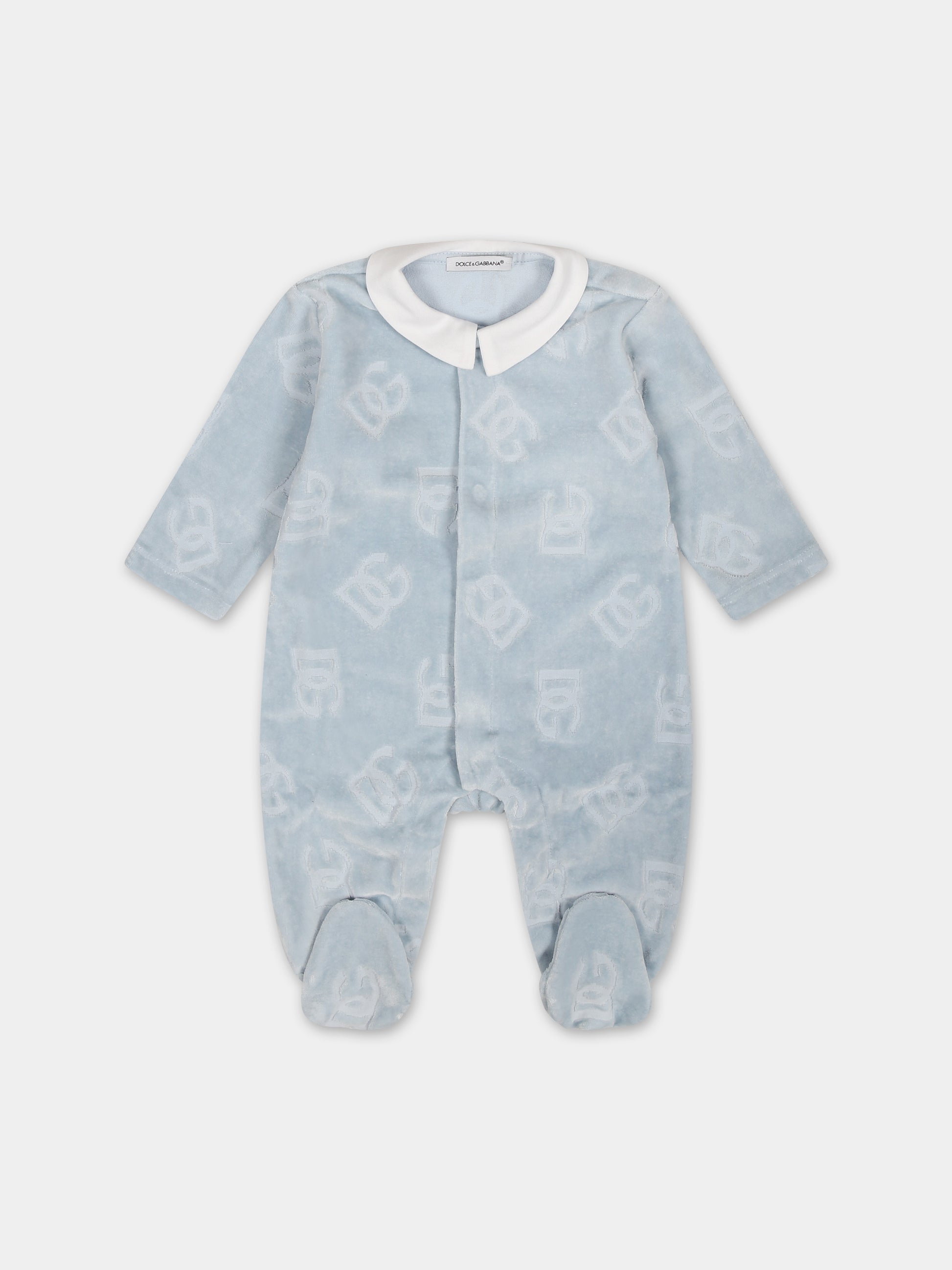 Tutina celeste per neonato con logo,Dolce & Gabbana Kids,L1JO4U G7G3Y B0276